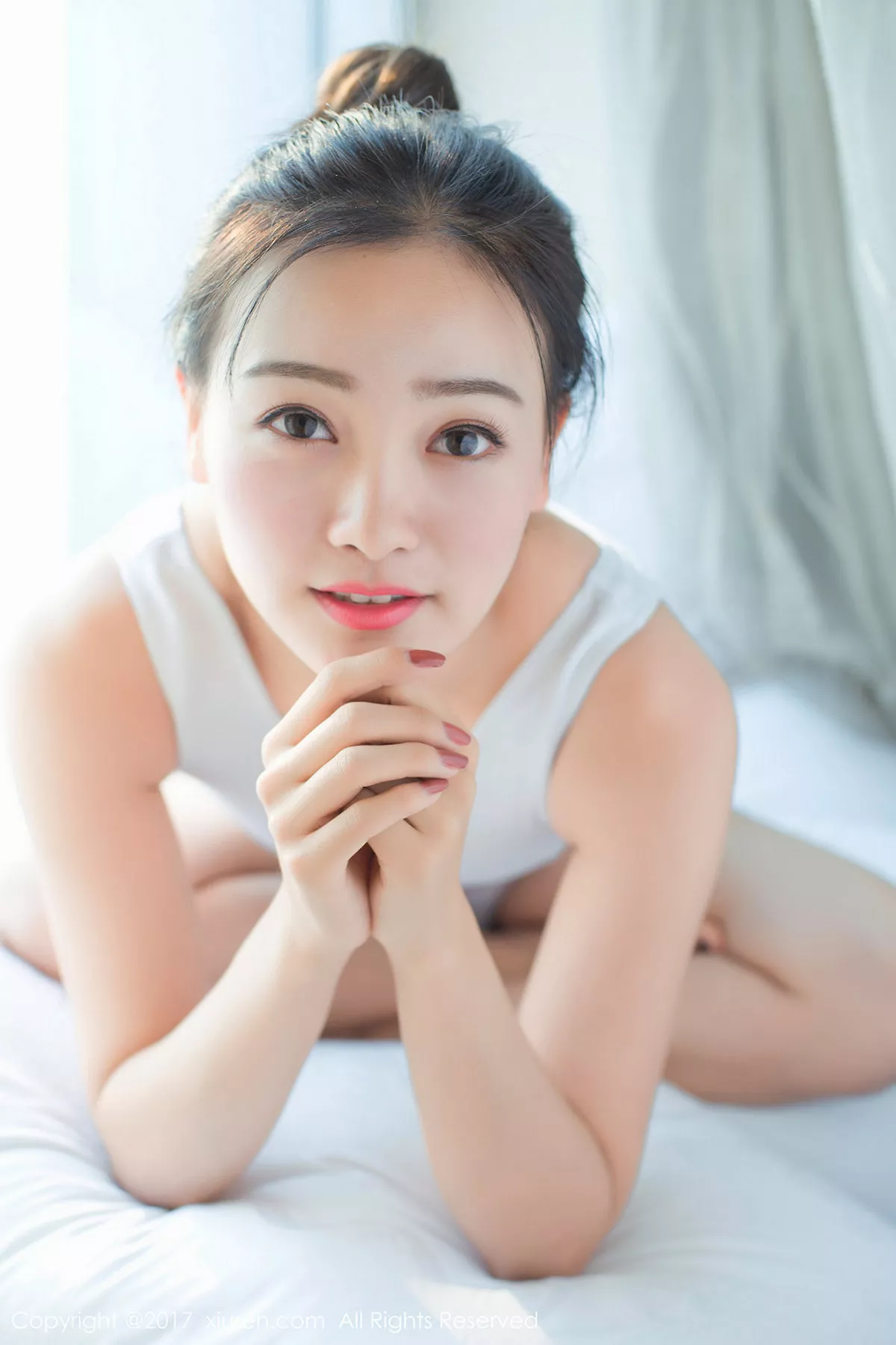 秀人集.com_[XiuRen秀人网]No.684_嫩模芈琳娜居家蓝色低胸体操服秀美胸白色死库水性感写真62P