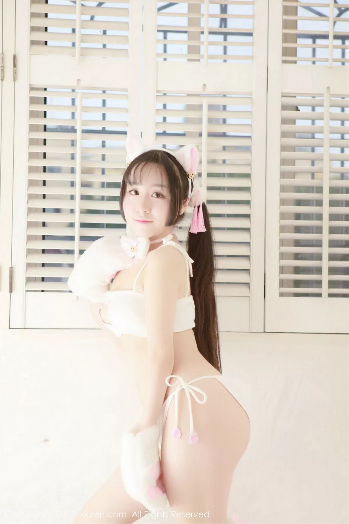 秀人集.com_[XiuRen秀人网]No.753_嫩模吃白菜的vi菜菜性感小野猫居家丁字裤完美诱惑写真50P