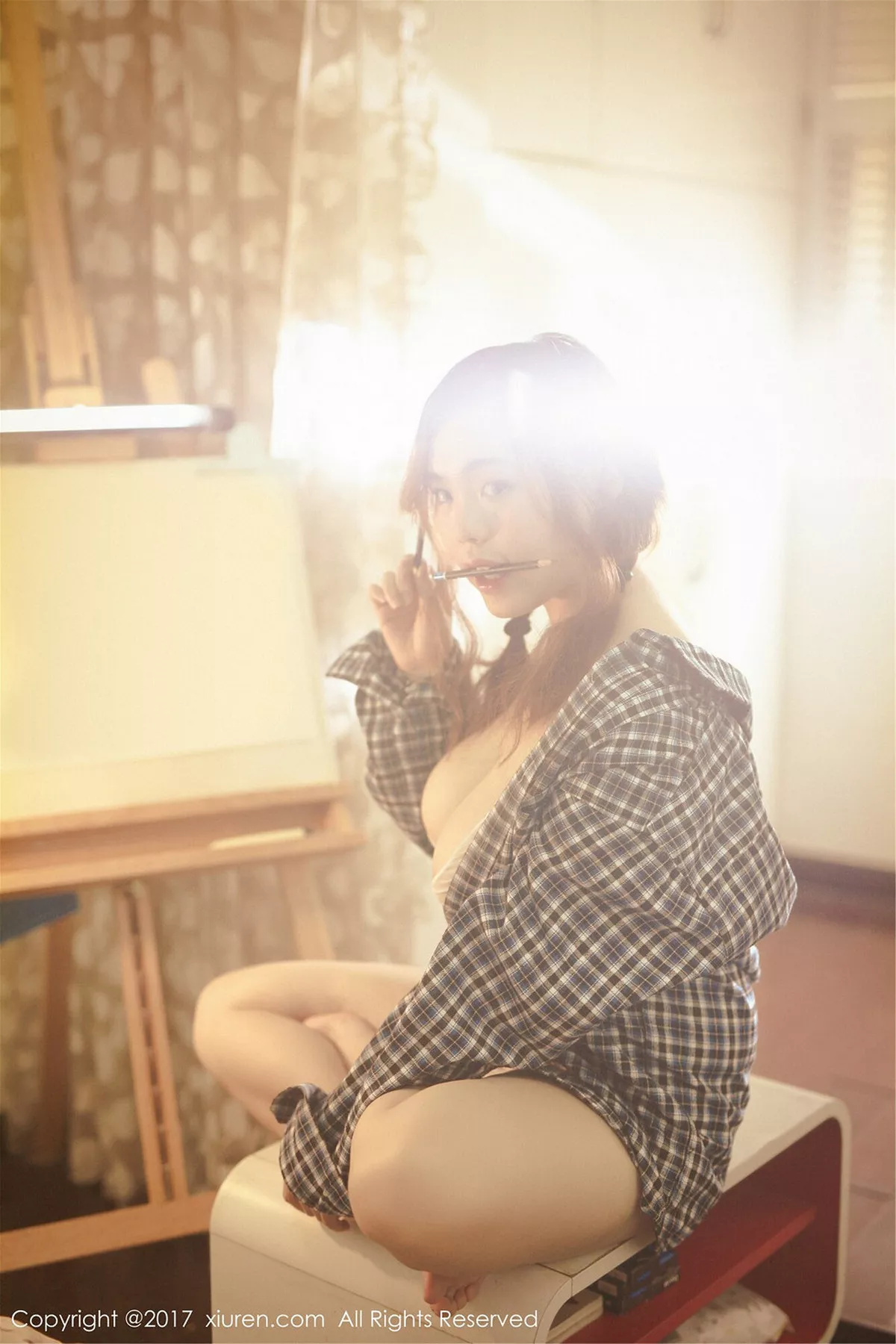 秀人集.com_[XiuRen秀人网]No.754_嫩模米爱Demon格子衬衫下半透内衣秀傲人美乳完美诱惑写真50P
