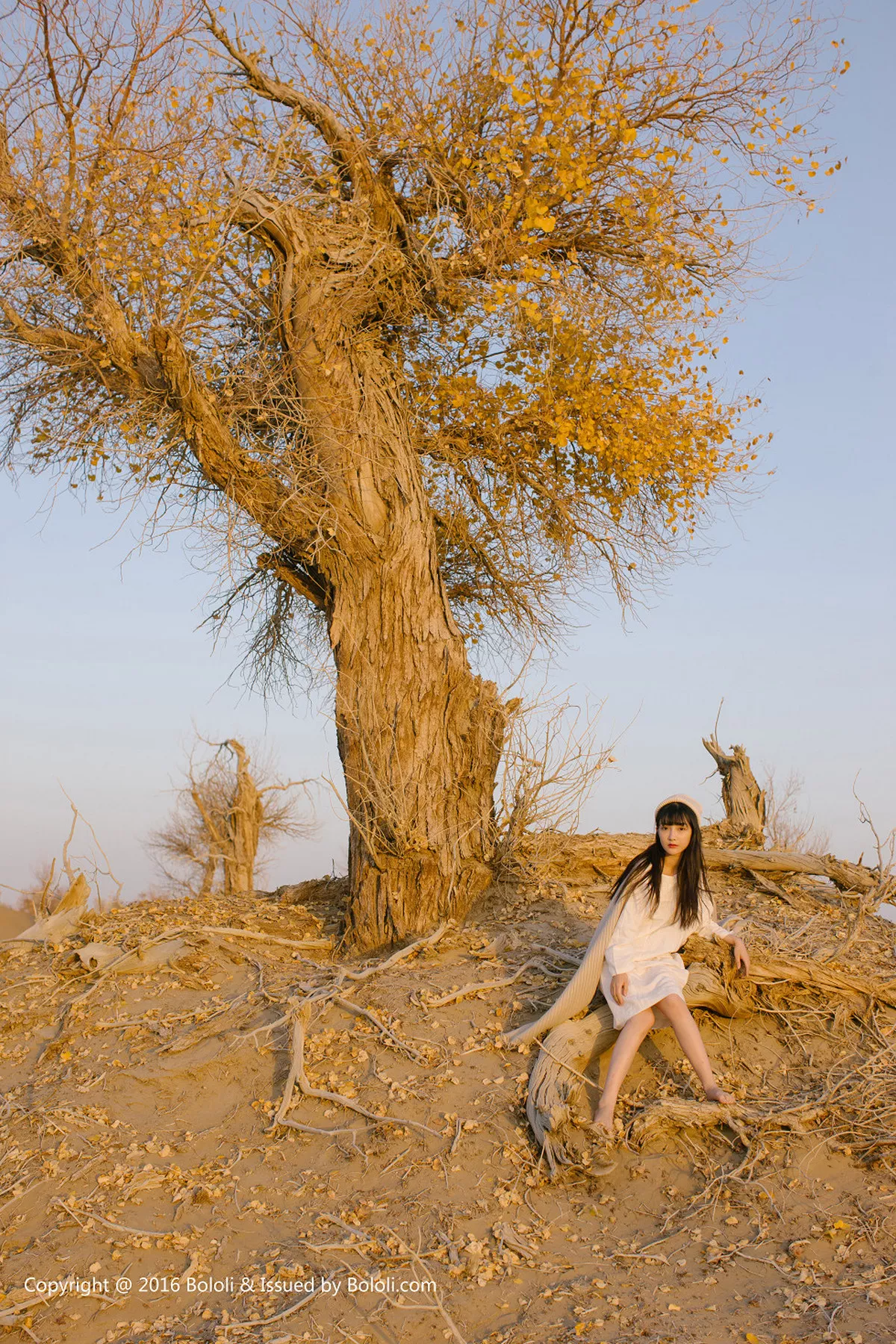 秀人集.com_[Tukmo兔几盟]Vol.102_美女主播之应沙漠系列白色连身裙性感披风清新美少女写真40P