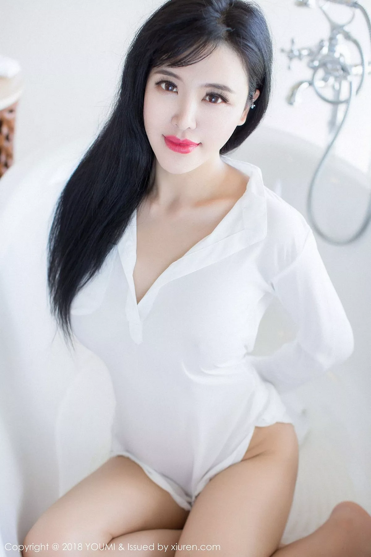 秀人集.com_[YouMi尤蜜荟]Vol.107_嫩模刘钰儿马尔代夫旅拍黑色情趣内衣+真空白衬衣诱惑写真46P