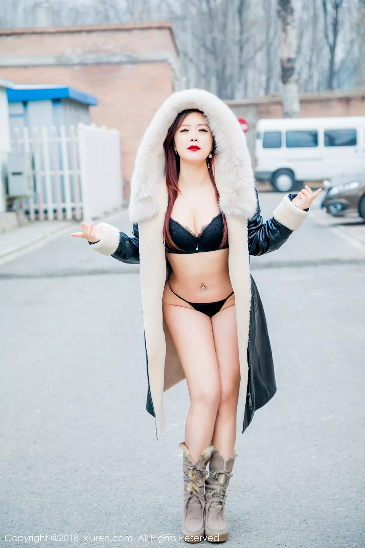 秀人集.com_[XiuRen秀人网]No.953_嫩模西希白兔户外红色内衣半脱内裤秀白嫩翘臀屁沟诱惑写真66P