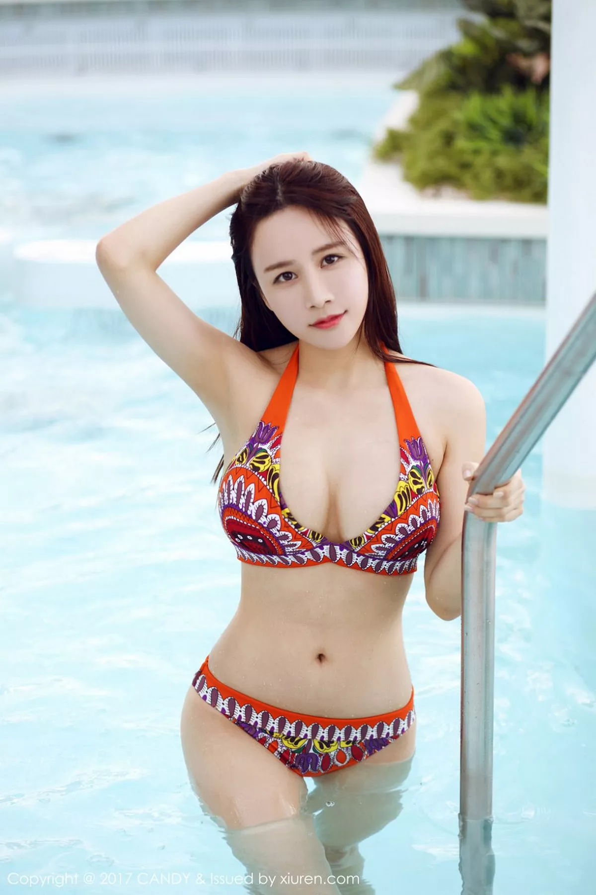 秀人集.com_[Candy糖果画报]Vol.008_嫩模琳琳ailin泳池边花色比基尼秀傲人美胸性感写真65P