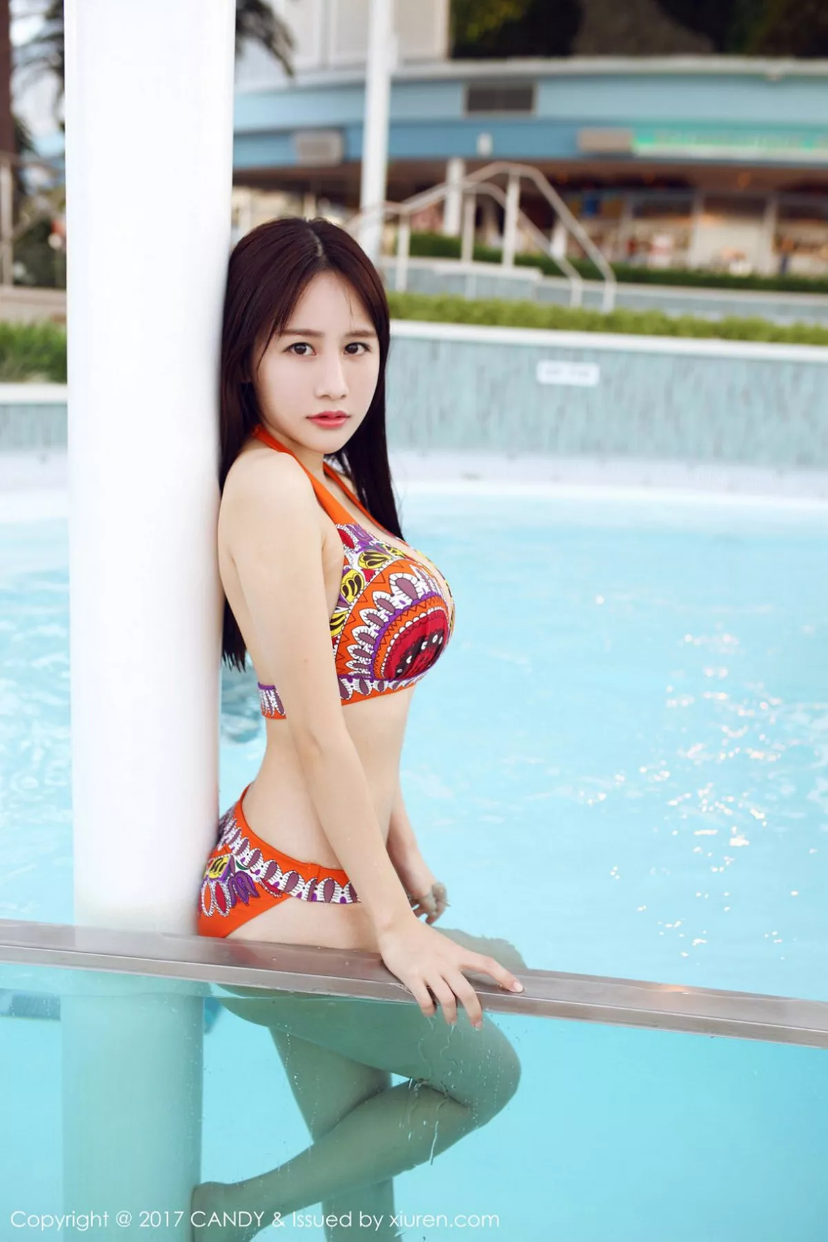 秀人集.com_[Candy糖果画报]Vol.008_嫩模琳琳ailin泳池边花色比基尼秀傲人美胸性感写真65P