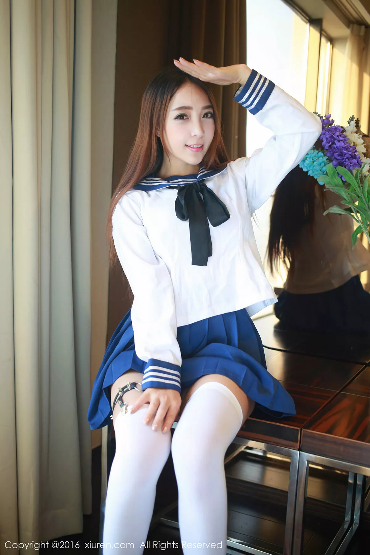 秀人集.com_[XiuRen秀人网]No.486_嫩模黄歆苑居家私房蓝白学生制服性感白丝诱惑写真46P