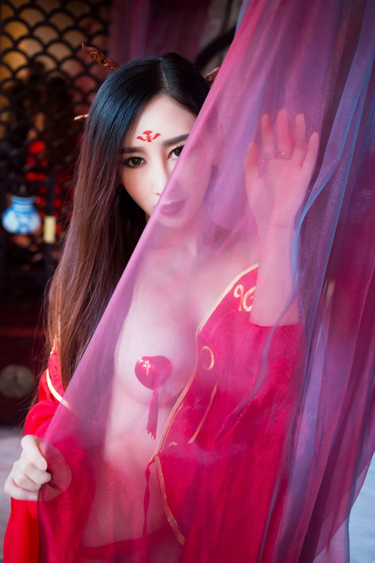 秀人集.com_[XiuRen秀人网]No.382_嫩模邹晶晶《花千骨魔化》COS七夕福利红色小内裤诱惑写真57P