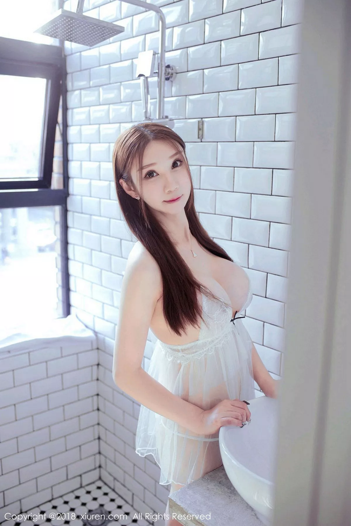 秀人集.com_[XiuRen秀人网]No.1212_嫩模李宓儿私房白色开胸蕾丝睡衣露豪乳浴室里湿身诱惑写真46P