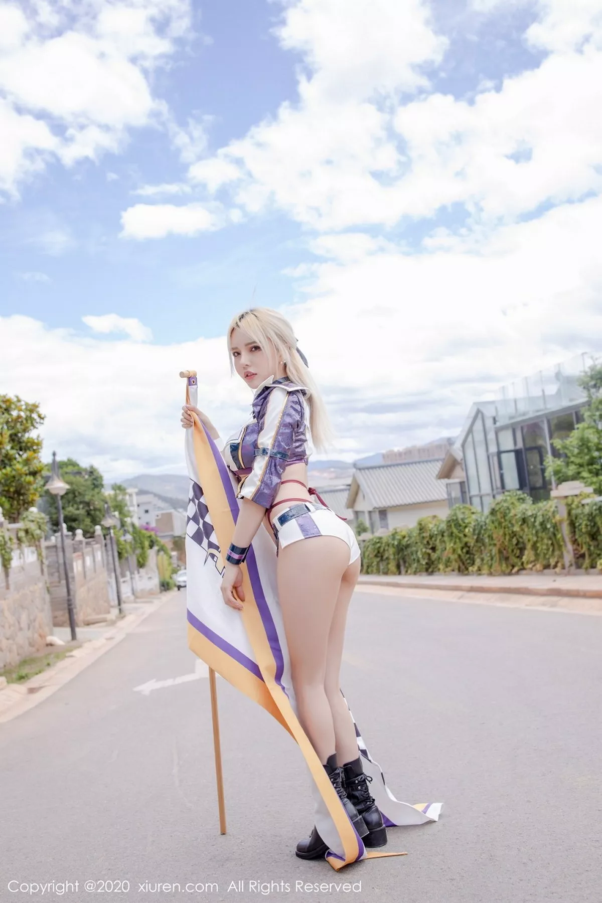 秀人集.com_[XiuRen秀人网]No.2308_嫩模淼淼小姐姐呀室外赛车女郎主题半脱制服露红色内衣诱惑写真36P