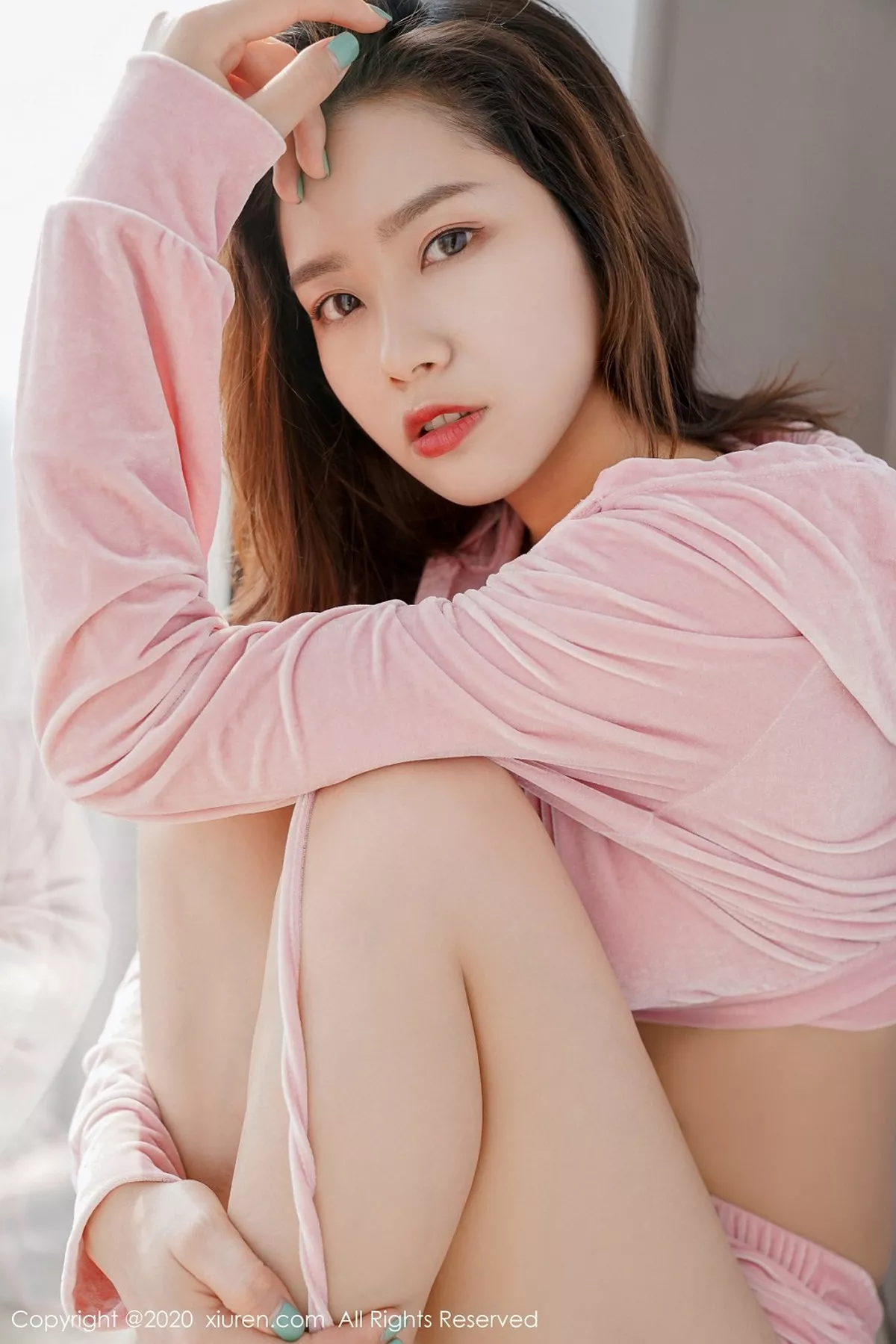 秀人集.com_[XiuRen秀人网]No.2456_嫩模方子萱性感粉色运动内衣半脱露白色蕾丝内裤撩人诱惑写真59P