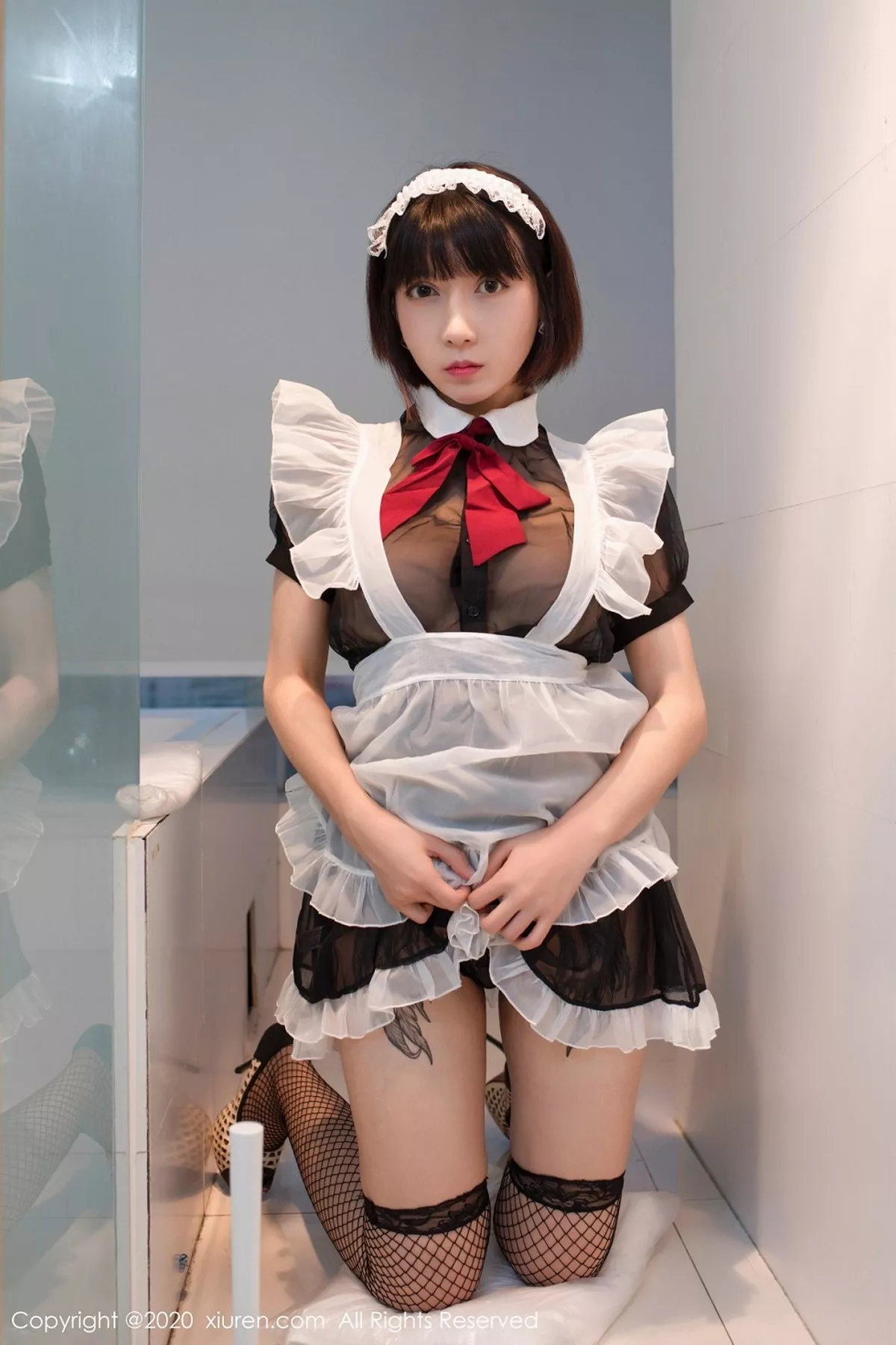 秀人集.com_[XiuRen秀人网]No.2494_大美妞安妮斯朵拉Ann私房黑色女仆装配黑丝渔网极致魅惑写真55P