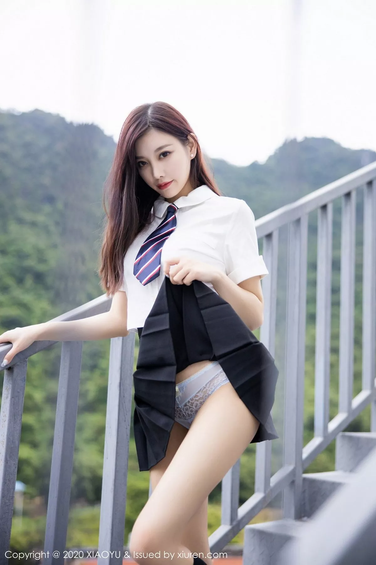 秀人集.com_[XiaoYu画语界]Vol.383_女神杨晨晨sugar清远旅拍校园学生装半脱露性感内衣诱惑写真60P