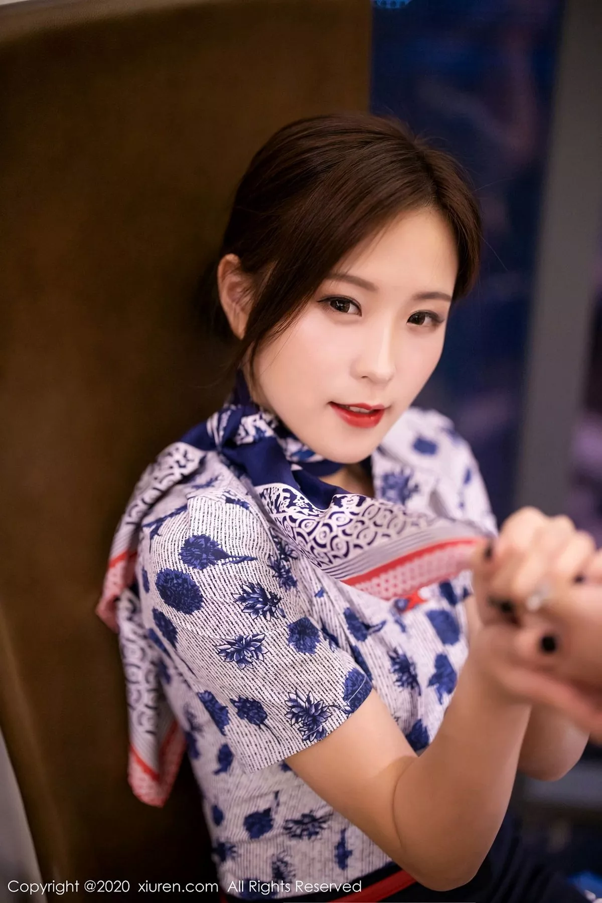 秀人集.com_[XiaoYu画语界]Vol.407_嫩模杨紫嫣Cynthia空乘制服主题性感内衣配黑丝裤袜诱惑写真82P