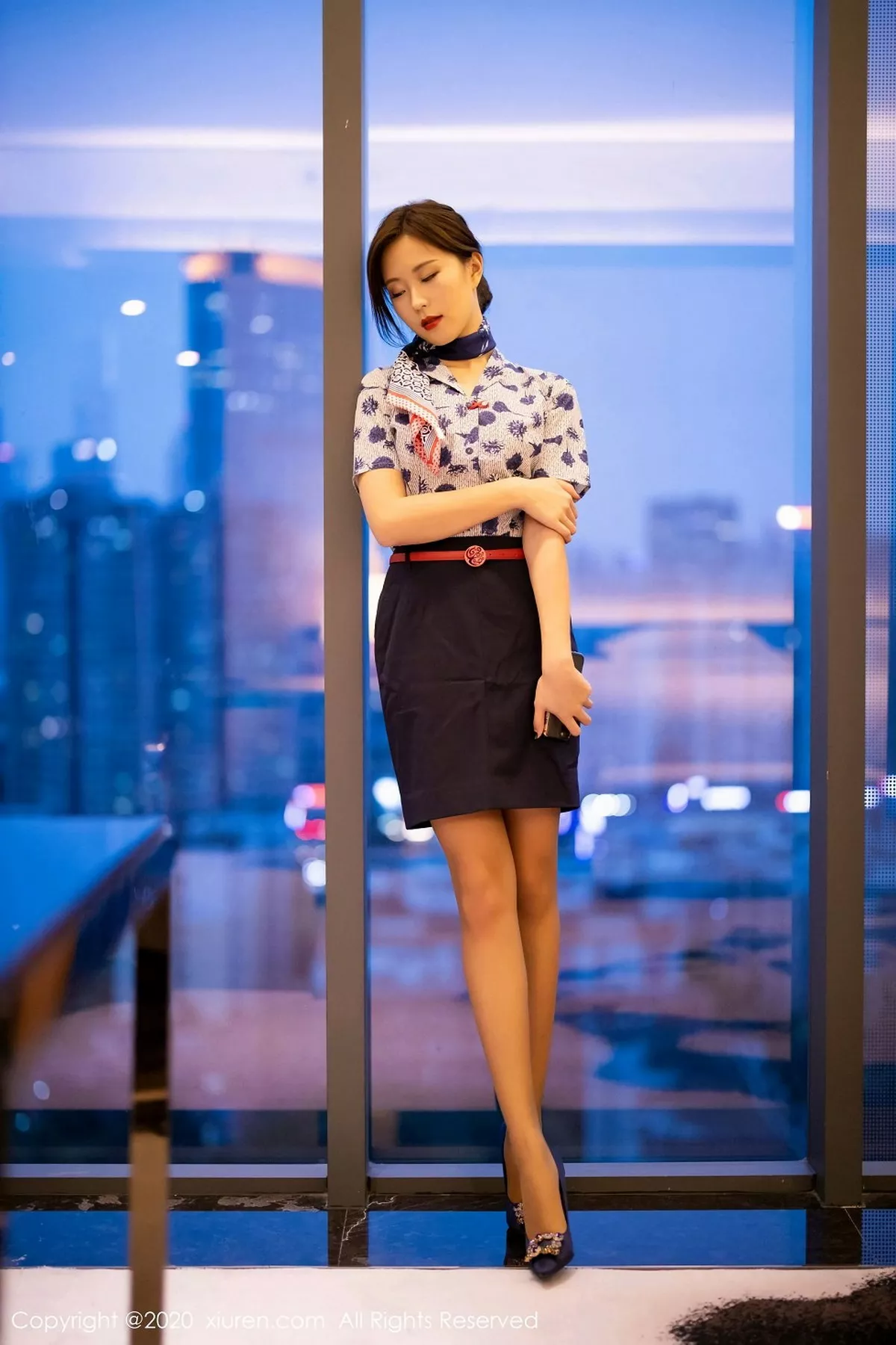 秀人集.com_[XiaoYu画语界]Vol.407_嫩模杨紫嫣Cynthia空乘制服主题性感内衣配黑丝裤袜诱惑写真82P