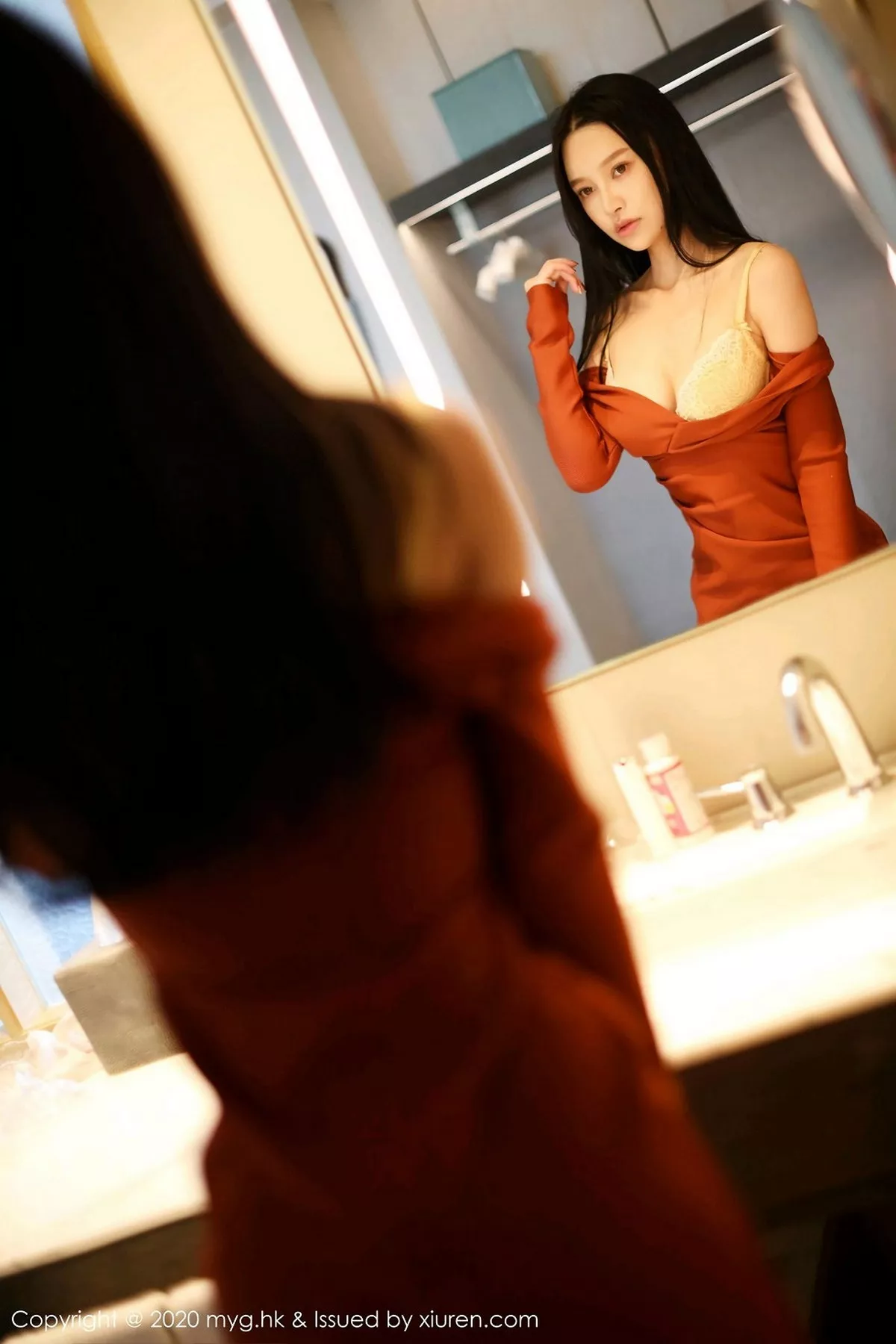 秀人集.com_[MyGirl美媛馆]Vol.466_女神唐琪儿私房脱猩红连身裙露性感内衣蕾丝吊袜诱惑写真45P