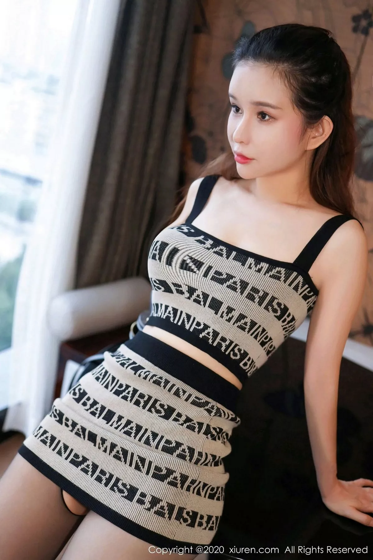 秀人集.com_[XiuRen秀人网]No.2874_嫩模张雨萌私房针织套裙配开档黑丝裤袜秀翘臀美腿撩人诱惑写真42P