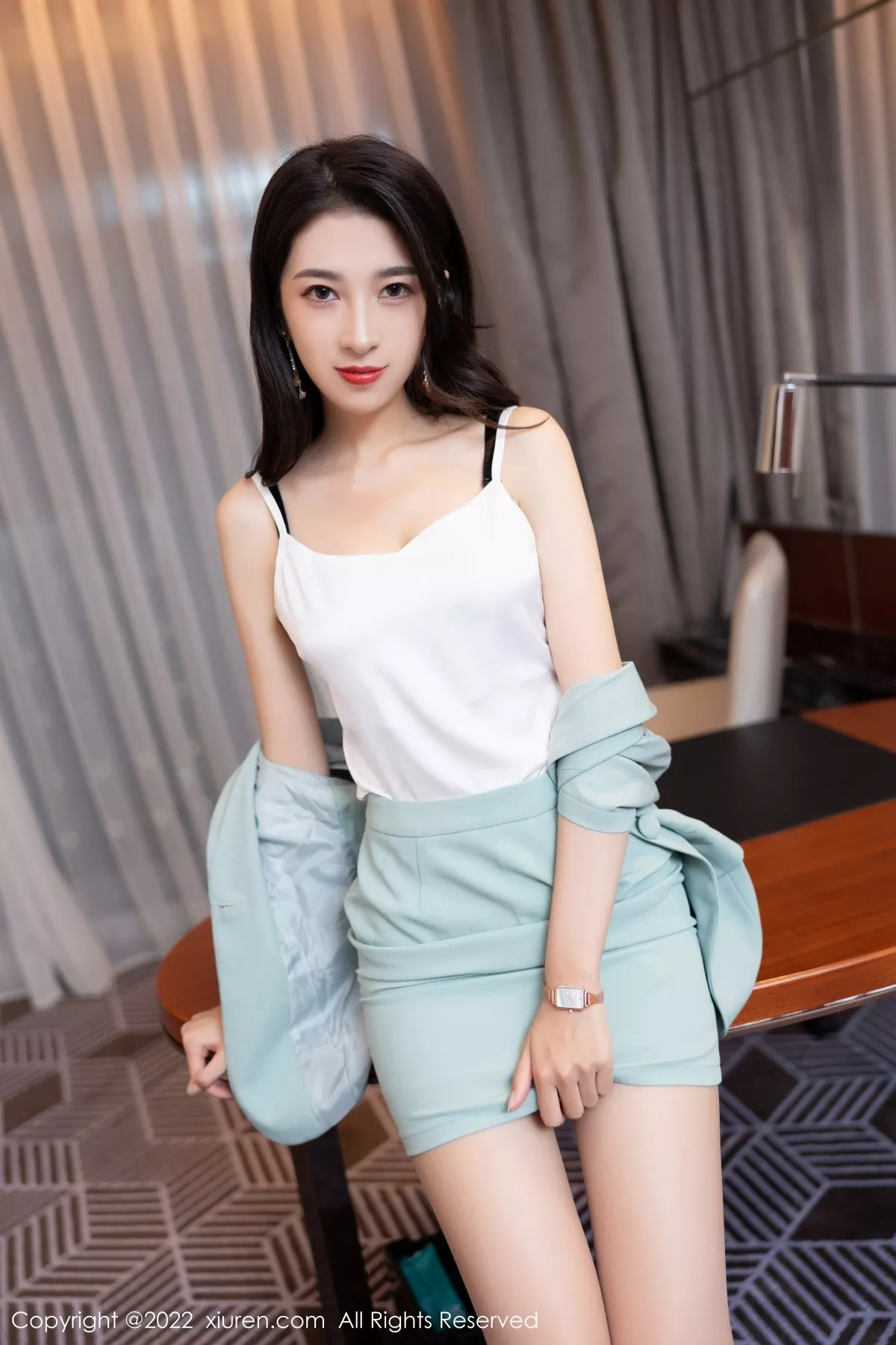 秀人集.com_[XiuRen秀人网]No.5403_模特林乐一私房脱性感蓝灰色套装露黑色内衣原色丝袜诱惑写真66P