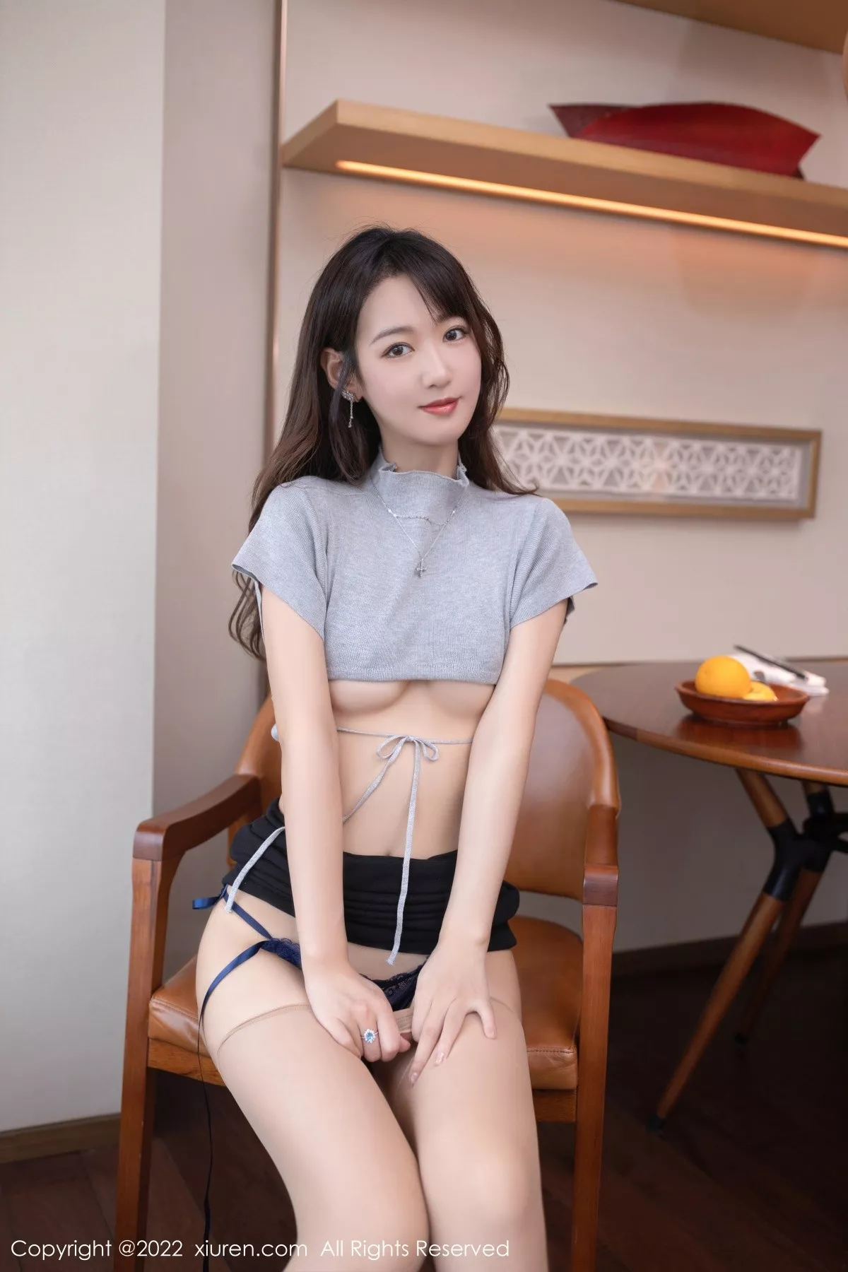 秀人集.com_[XiuRen秀人网]No.5439_模特唐安琪灰色收身上衣配黑短裙半脱露蕾丝内衣迷人诱惑写真80P