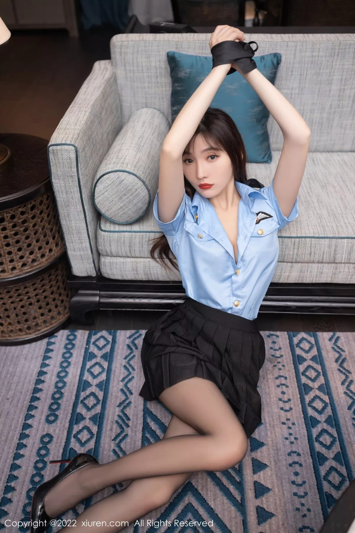 秀人集.com_[XiuRen秀人网]No.5461_模特陆萱萱性感女警官制服半脱露深蓝色蕾丝内衣完美诱惑写真84P