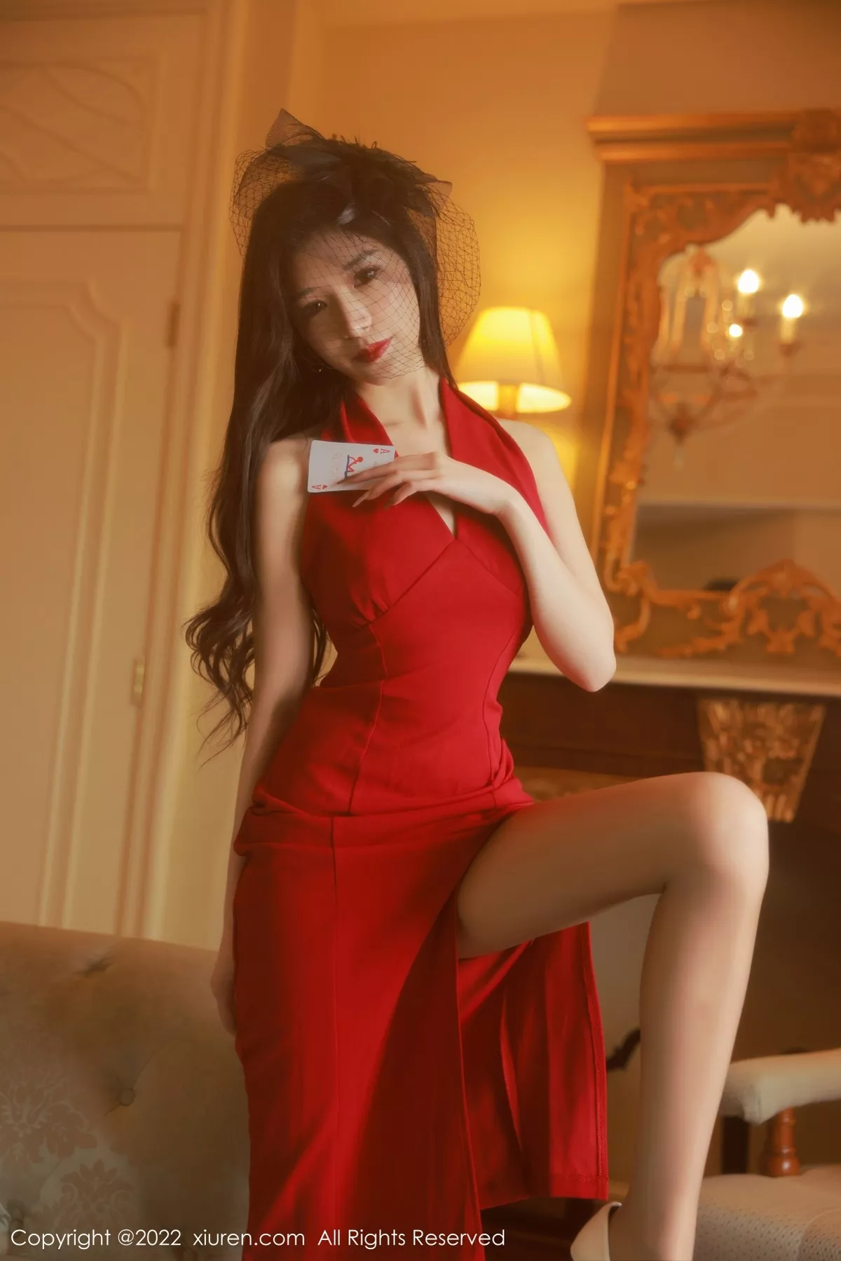 秀人集.com_[XiuRen秀人网]No.5542_模特hebe韩心雨澳门旅拍性感红色长裙配超薄黑丝迷人诱惑写真56P