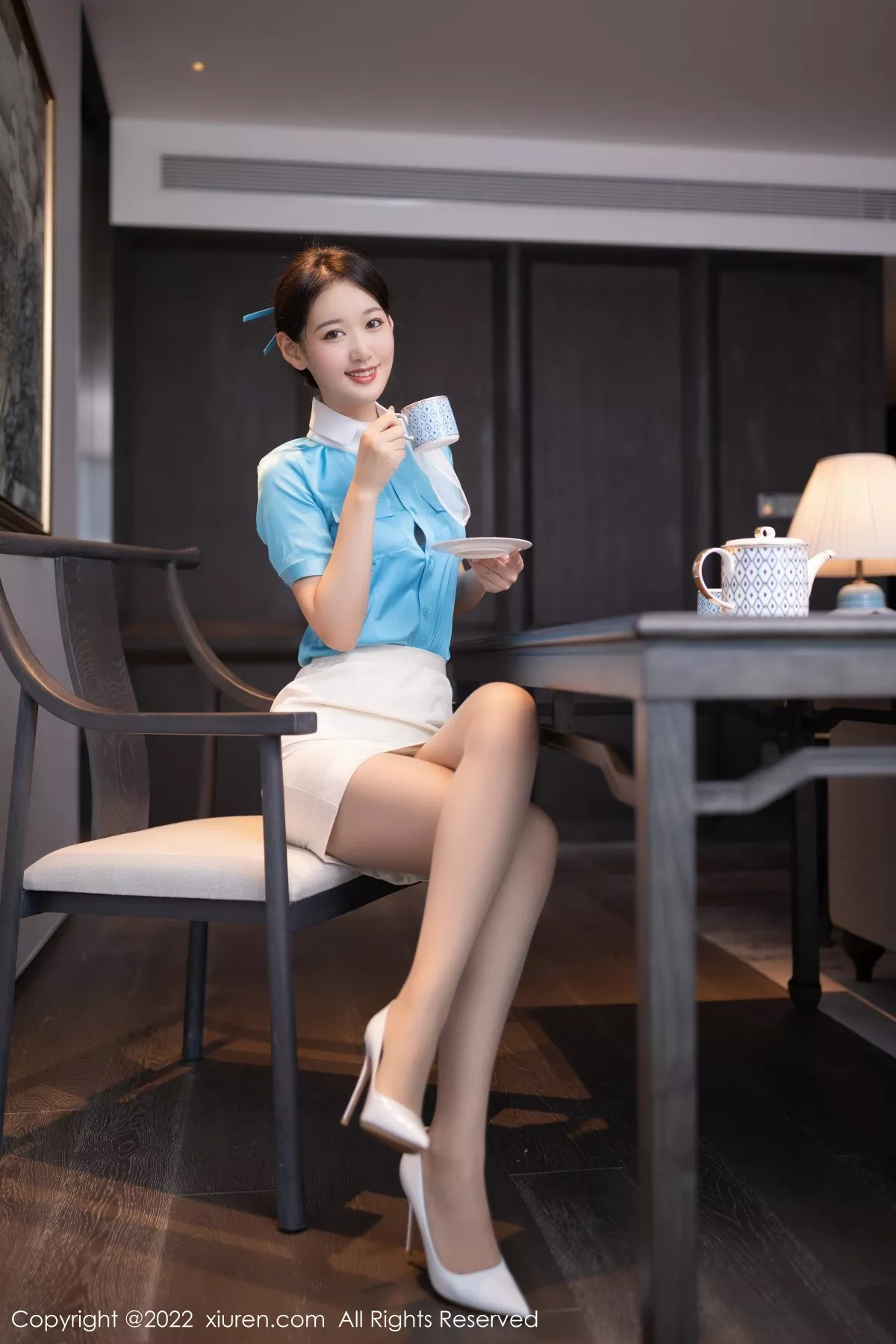 秀人集.com_[XiuRen秀人网]No.5510_模特唐安琪空姐角色扮演性感白色蕾丝内衣配原色丝袜诱惑写真100P