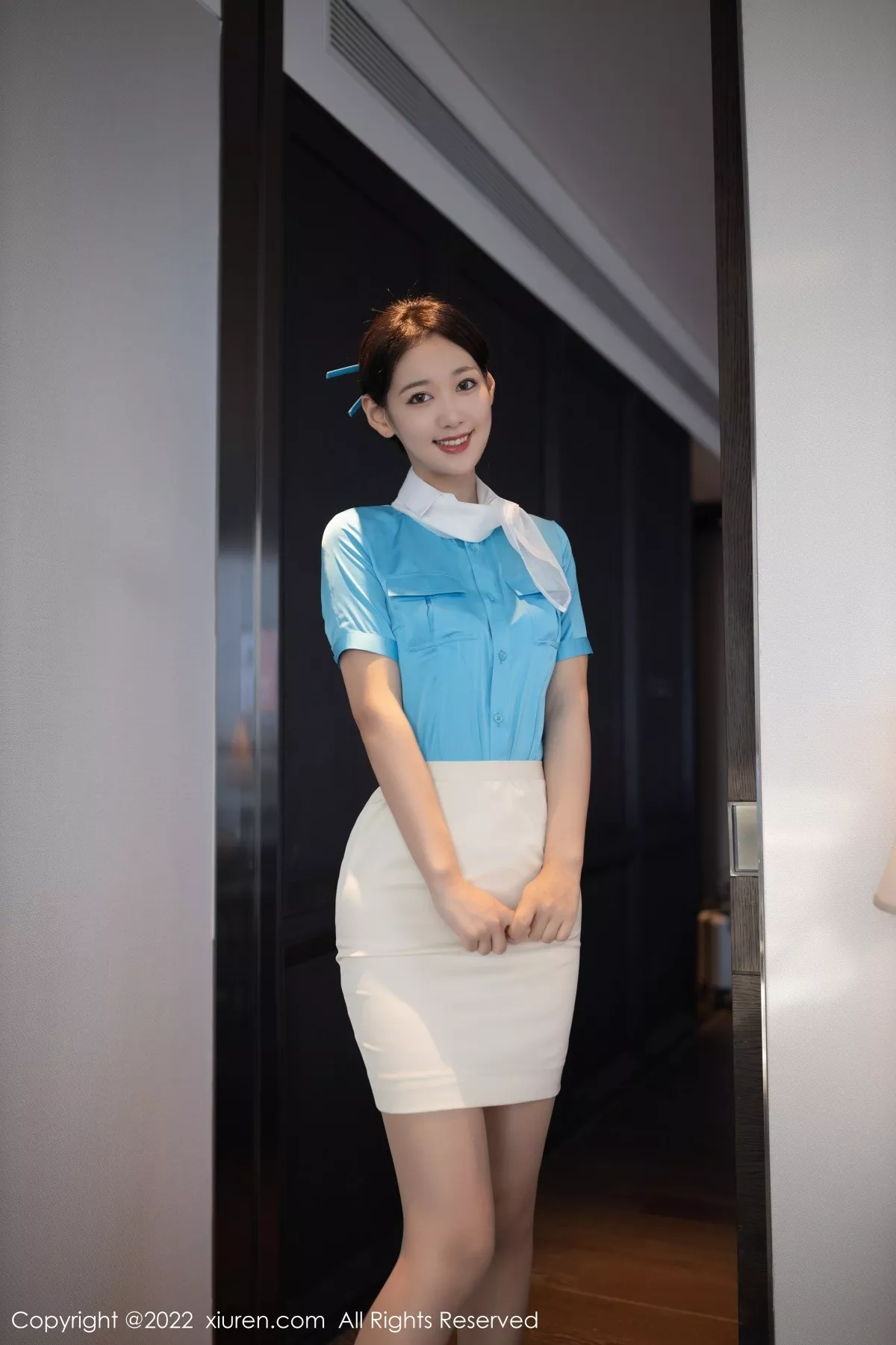 秀人集.com_[XiuRen秀人网]No.5510_模特唐安琪空姐角色扮演性感白色蕾丝内衣配原色丝袜诱惑写真100P