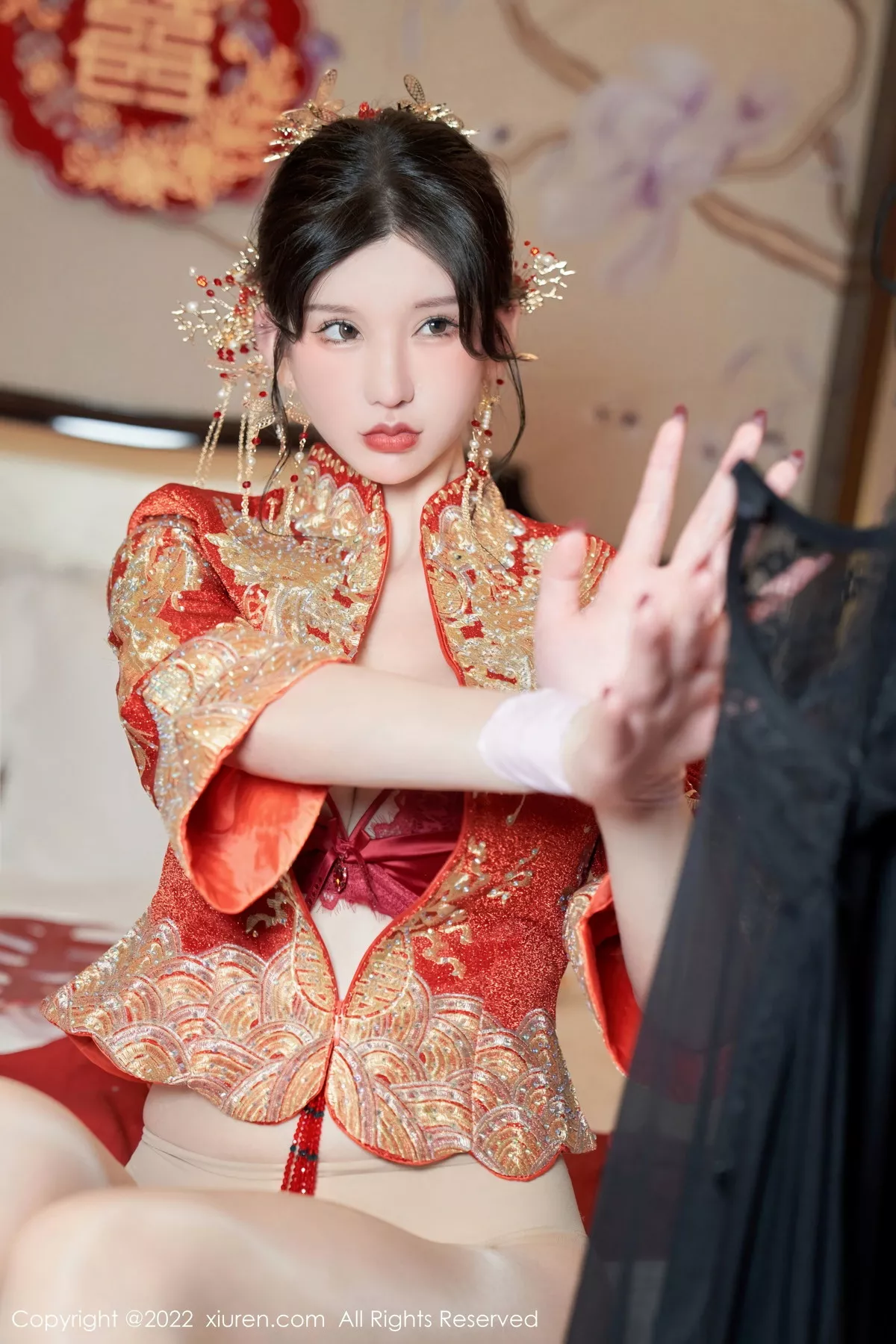 秀人集.com_[XiuRen秀人网]No.5675_女神周于希Sally私房脱新娘装露红色蕾丝内衣超薄肉丝诱惑写真80P