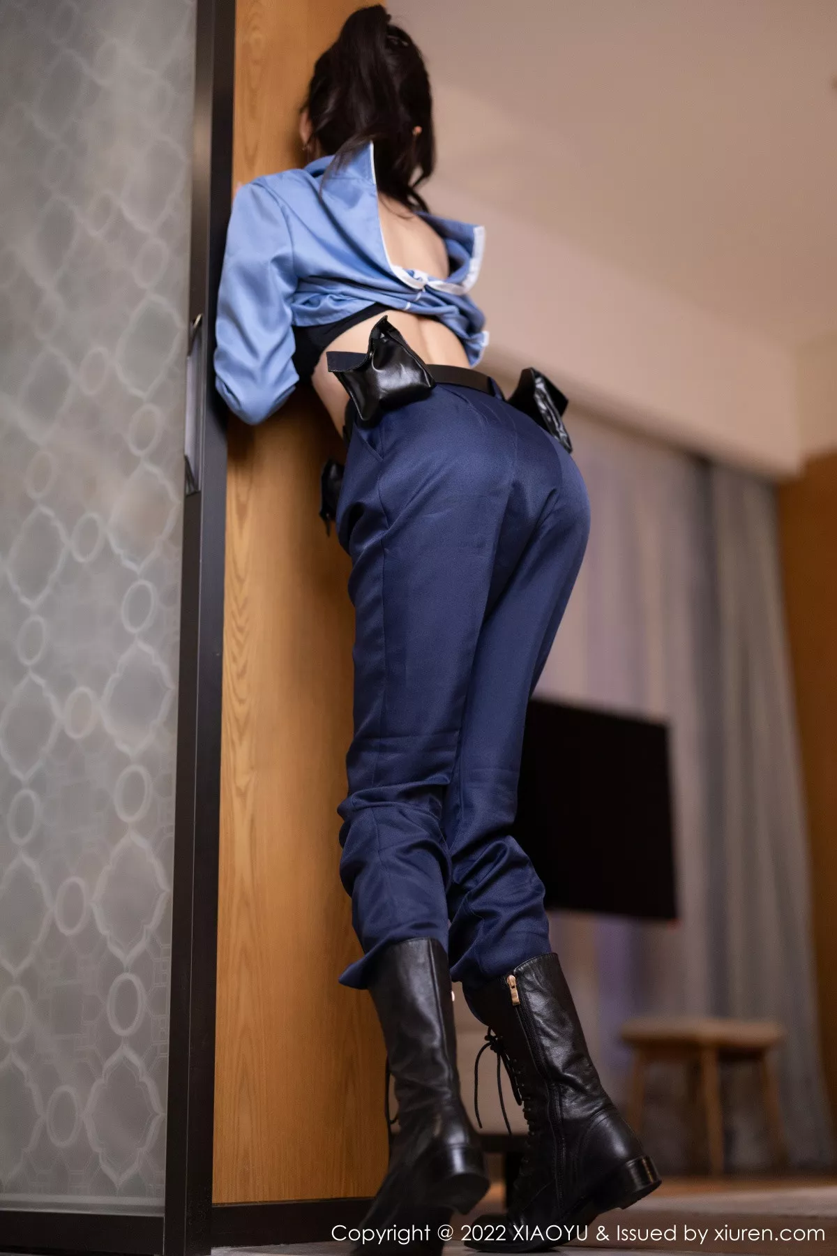 秀人集.com_[XiaoYu画语界]Vol.929_女神王馨瑶yanni脱蓝色女警官制服露黑色蕾丝内衣完美诱惑写真80P