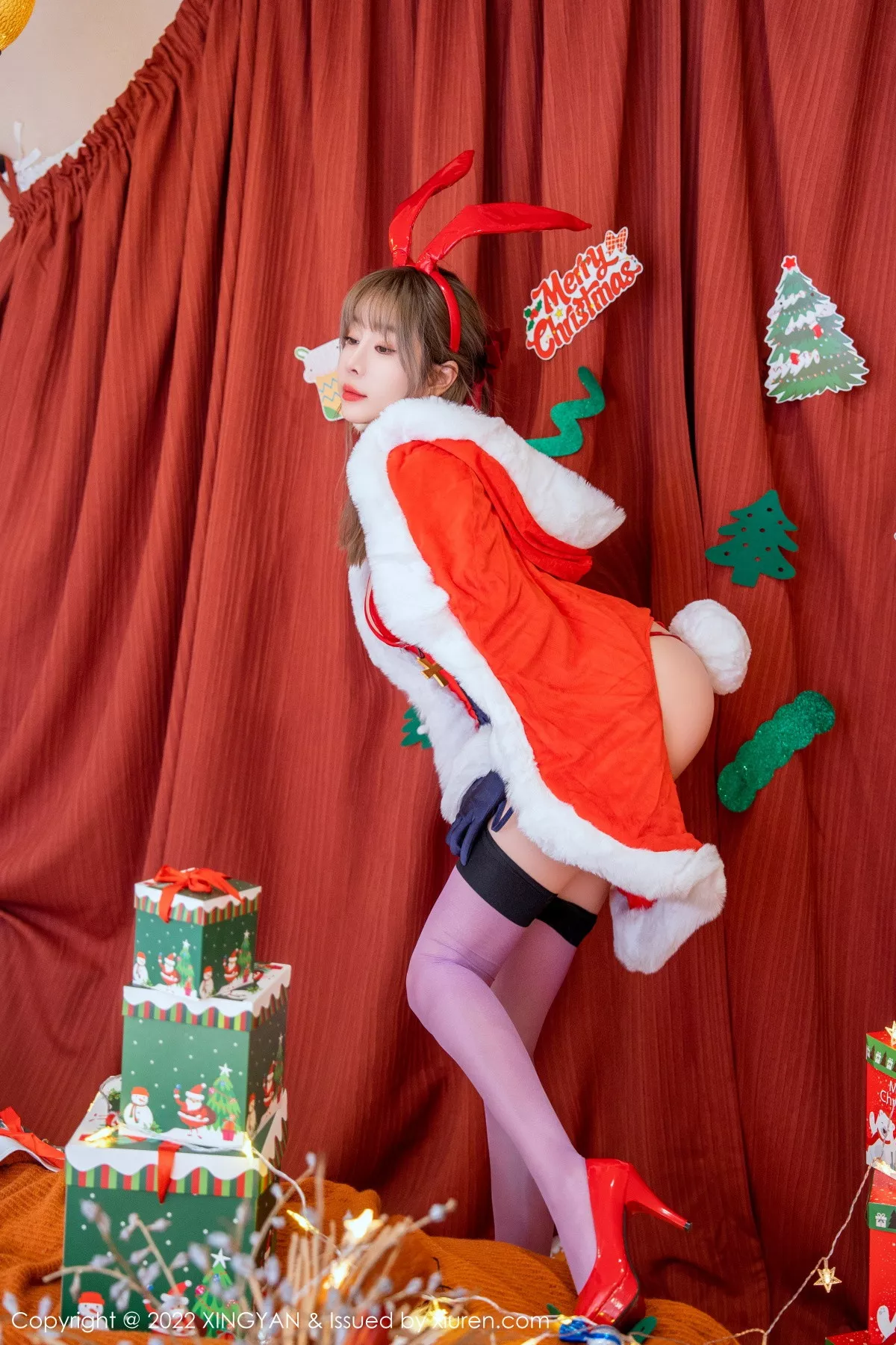 秀人集.com_[XINGYAN星颜社]VOL.161_女神王雨纯圣诞主题性感圣诞服饰露红色皮质内衣完美诱惑写真75P