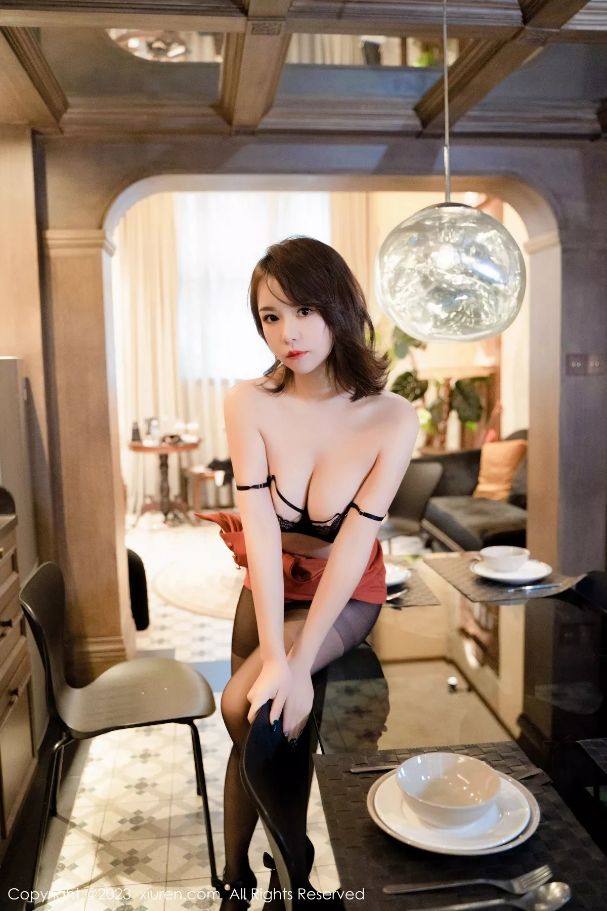 秀人集.com_[XiuRen秀人网]No.6363_女神雅雯半脱红色连衣短裙露黑色蕾丝内衣配超薄黑丝诱惑写真58P