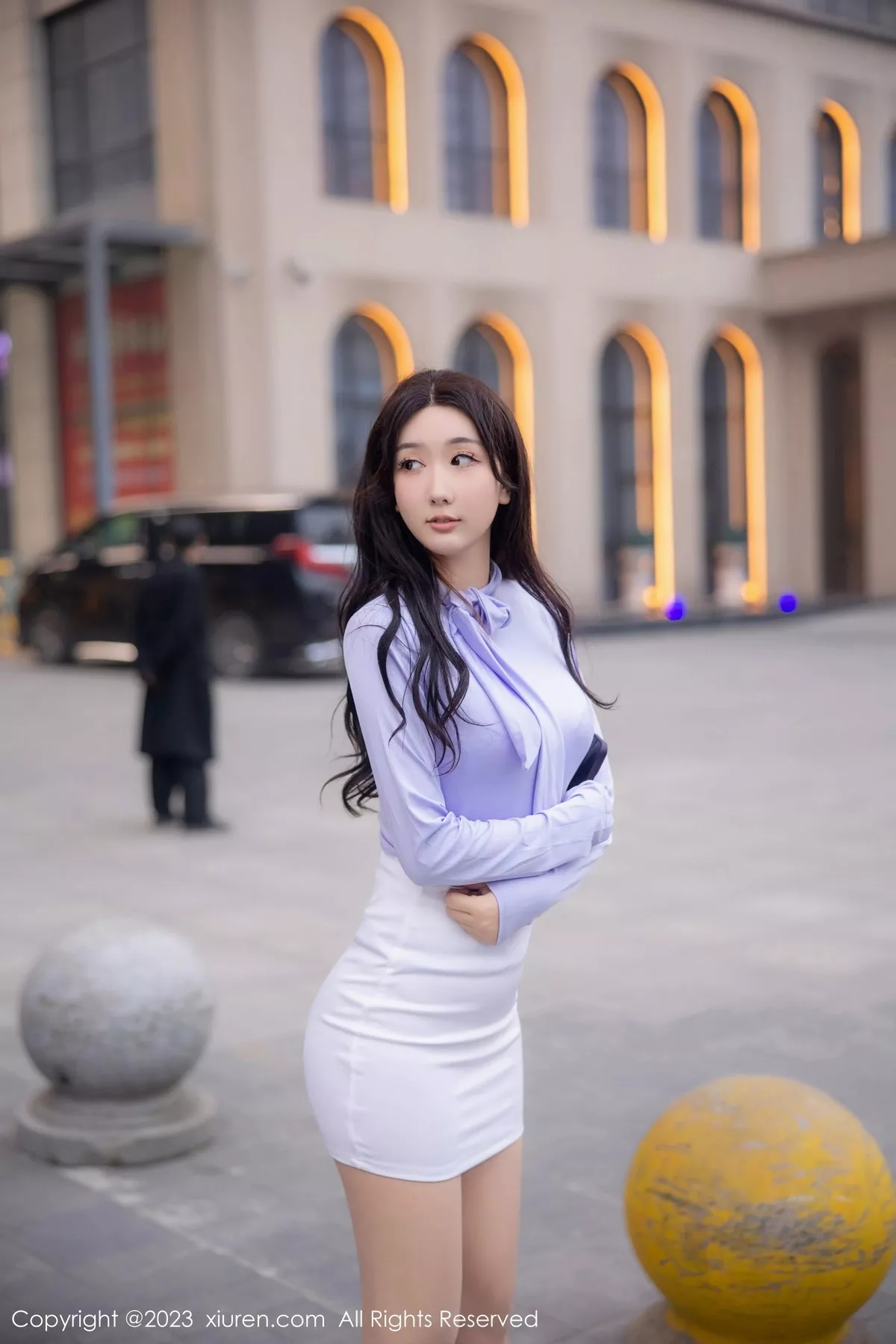 秀人集.com_[XiuRen秀人网]No.6389_模特江真真浅紫上衣配白短裙露性感白色蕾丝内衣完美诱惑写真100P