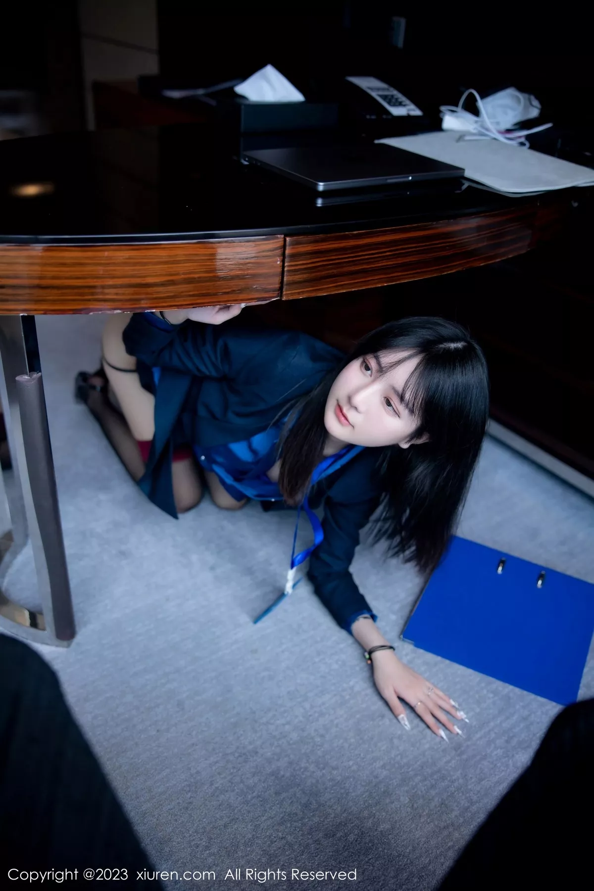 秀人集.com_[XiuRen秀人网]No.6407_模特谢小蒽性感OL装脱制服露紫色蕾丝内衣配超薄黑丝诱惑写真91P