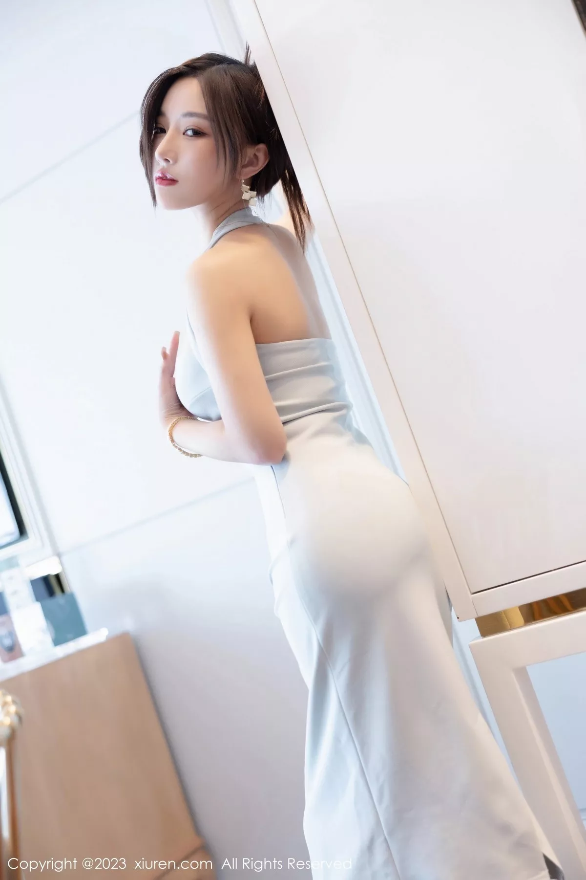 秀人集.com_[XiuRen秀人网]No.6642_模特妙可可Cheese性感淡蓝连身裙配超薄无内肉丝惹火诱惑写真86P