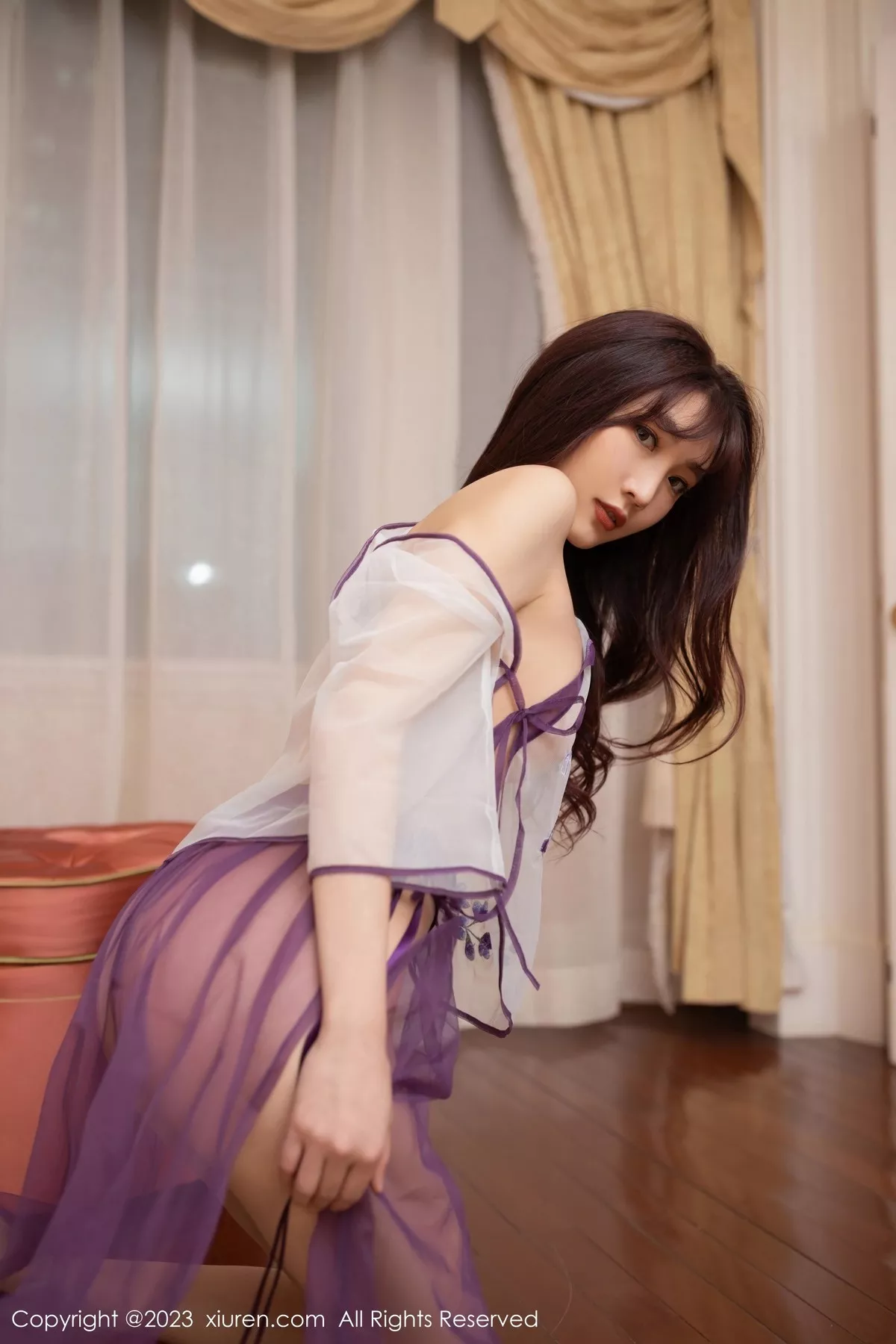 秀人集.com_[XiuRen秀人网]No.6608_模特陆萱萱性感紫色轻透古装服饰透视秀惹火身材极致诱惑写真80P