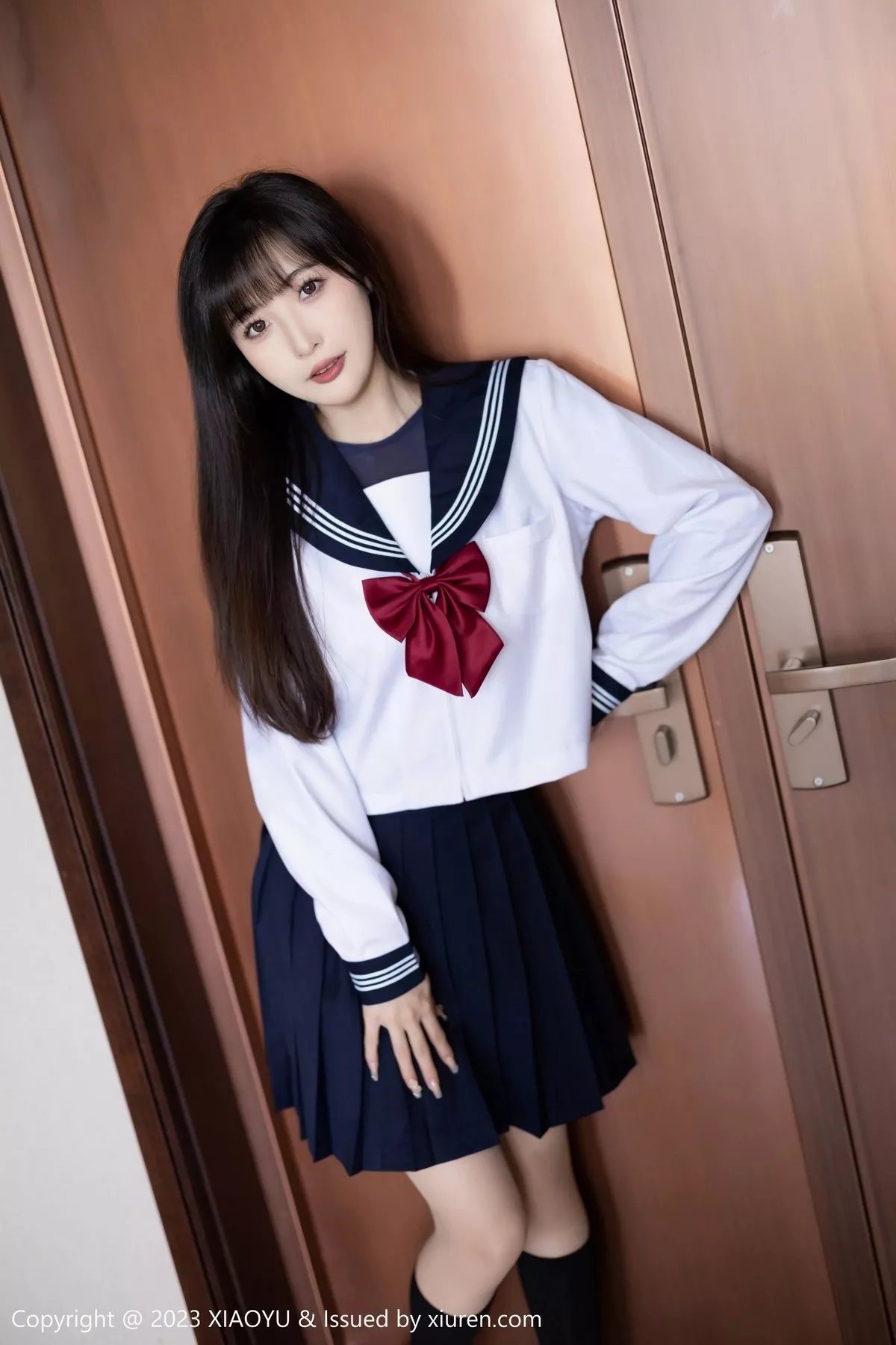 秀人集.com_[XiaoYu画语界]Vol.1045_模特林星阑脱学妹制服露性感蓝色薄纱高叉连体衣惹火诱惑写真96P