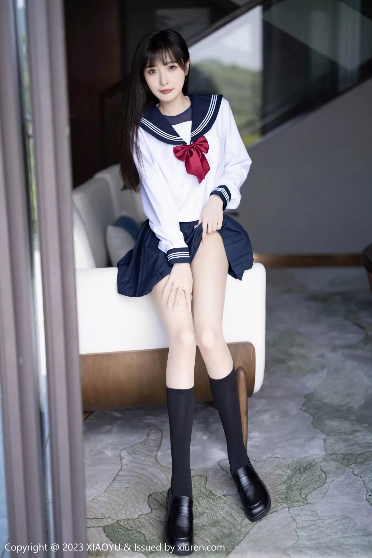 秀人集.com_[XiaoYu画语界]Vol.1045_模特林星阑脱学妹制服露性感蓝色薄纱高叉连体衣惹火诱惑写真96P