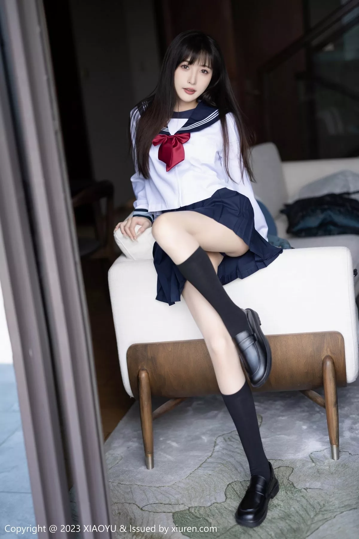 秀人集.com_[XiaoYu画语界]Vol.1045_模特林星阑脱学妹制服露性感蓝色薄纱高叉连体衣惹火诱惑写真96P