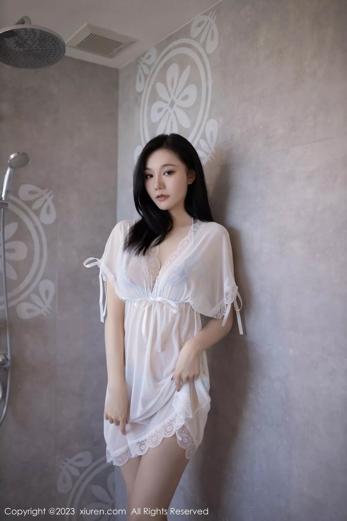 秀人集.com_[XiuRen秀人网]No.6827_模特安然anran性感白色轻透薄纱服露淡蓝轻透蕾丝内衣诱惑写真79P