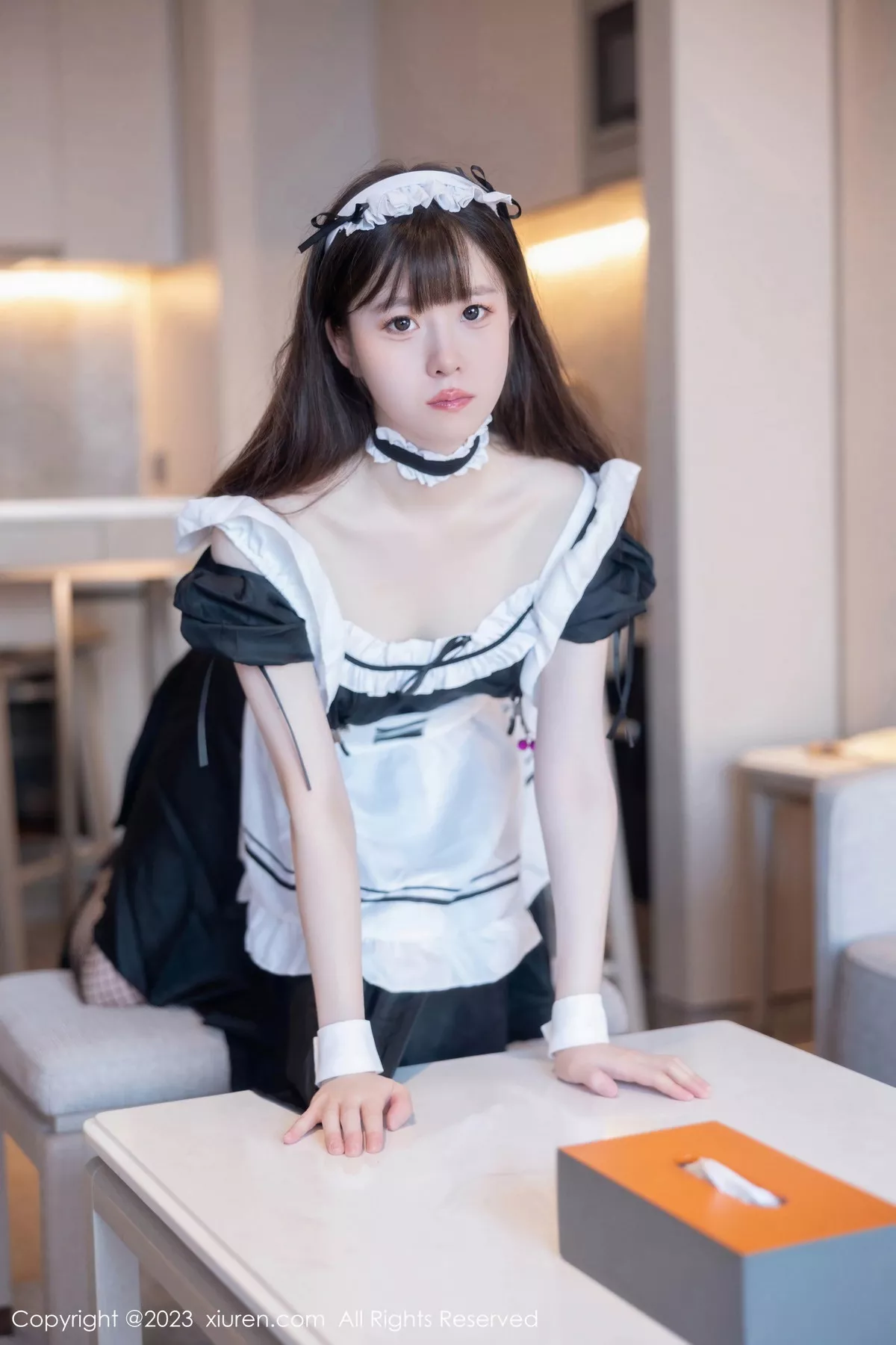 秀人集.com_[XiuRen秀人网]No.7034_模特林悠悠性感黑色女仆服饰配黑色网格袜秀曼妙身姿诱惑写真84P