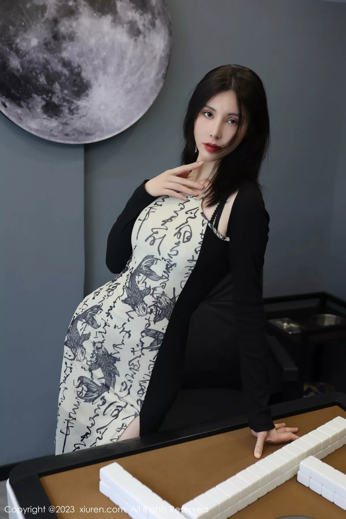 秀人集.com_[XiuRen秀人网]No.7178_模特曼柔黑色中国风连衣裙露黑色蕾丝内衣配黑丝吊袜诱惑写真73P