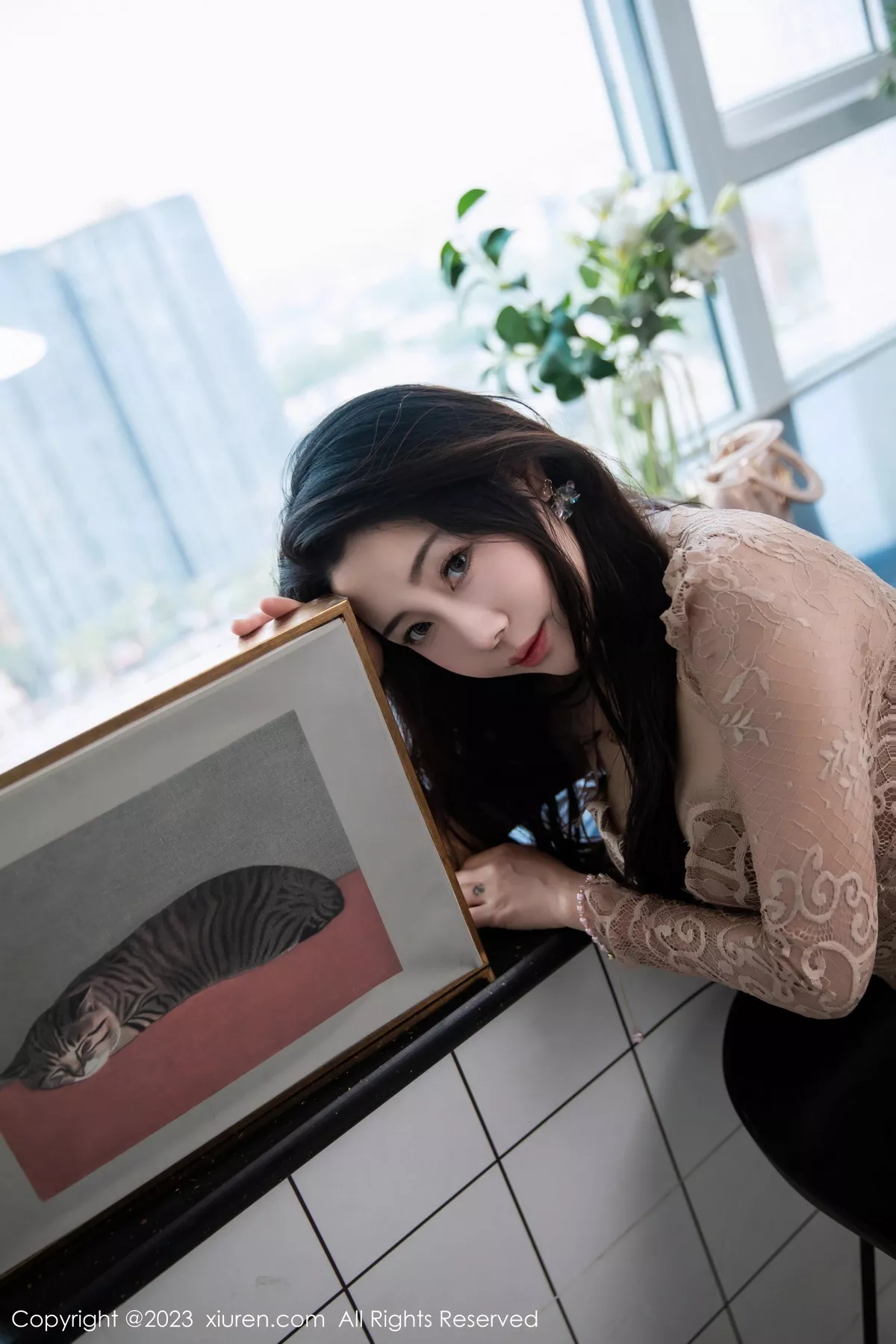 秀人集.com_[XiuRen秀人网]No.7216_模特严利娅Yuliya户外性感杏色低胸连衣长裙秀完美身材诱惑写真89P