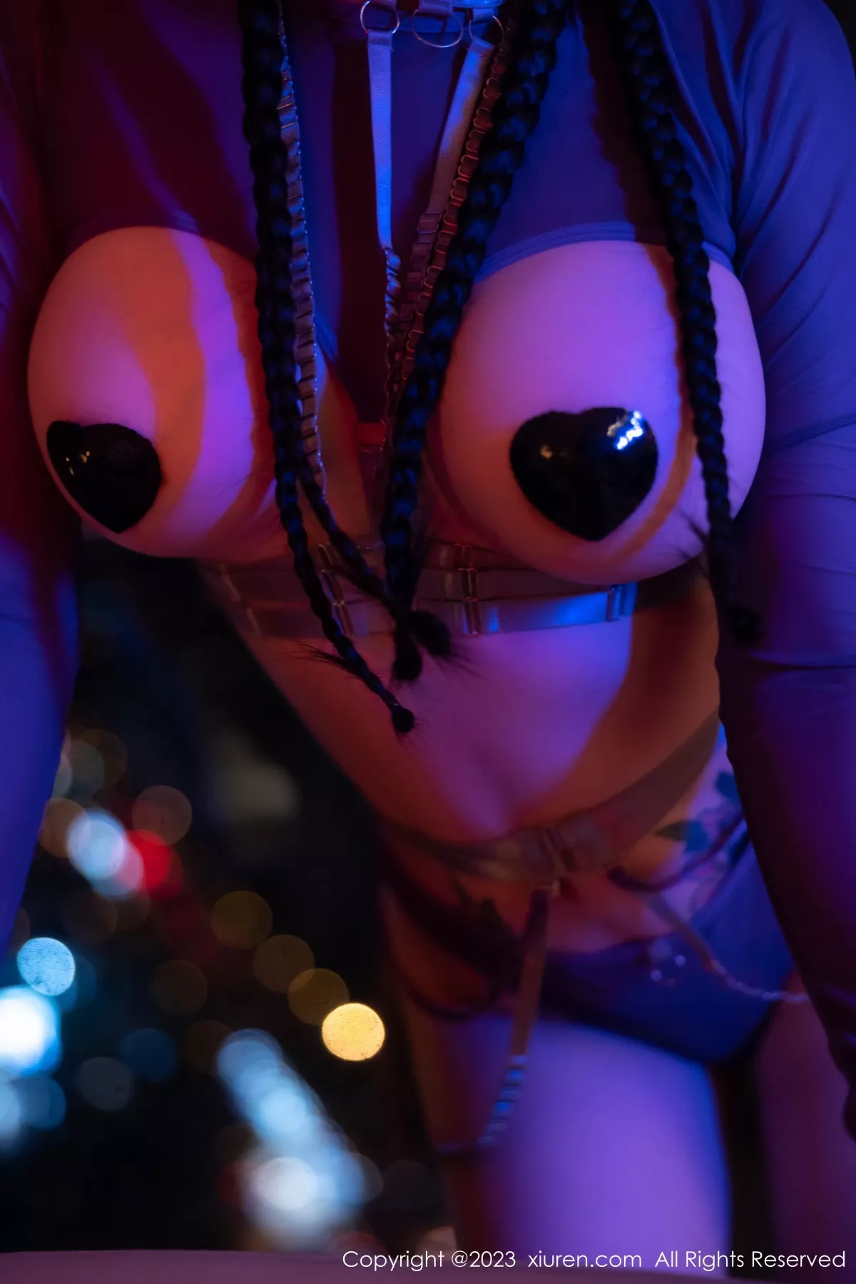 秀人集.com_[XiuRen秀人网]No.7383_模特田冰冰性感蓝色薄纱情趣服饰露傲人豪乳遮点惹火诱惑写真61P