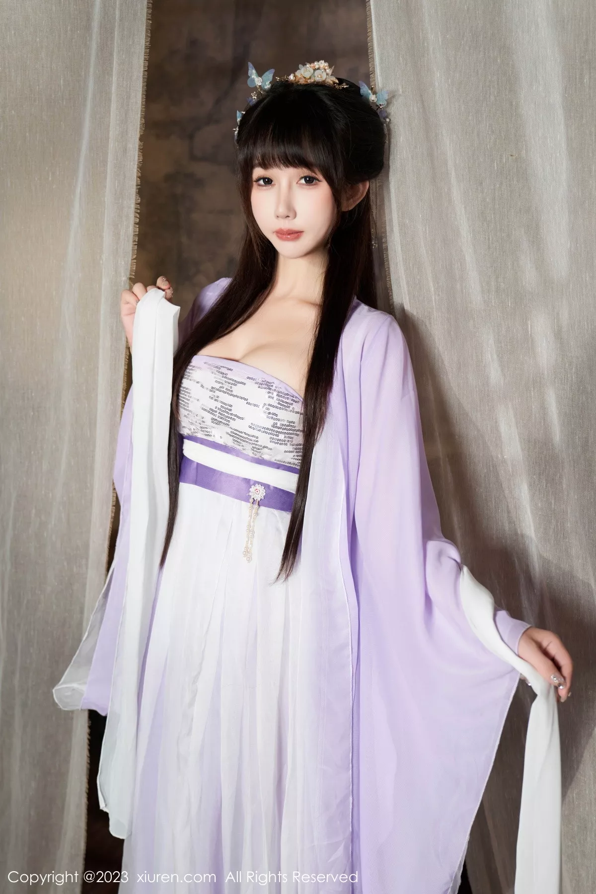 秀人集.com_[XiuRen秀人网]No.7442_模特波巧酱性感紫色薄纱情趣服配超薄肉丝秀完美身材诱惑写真85P