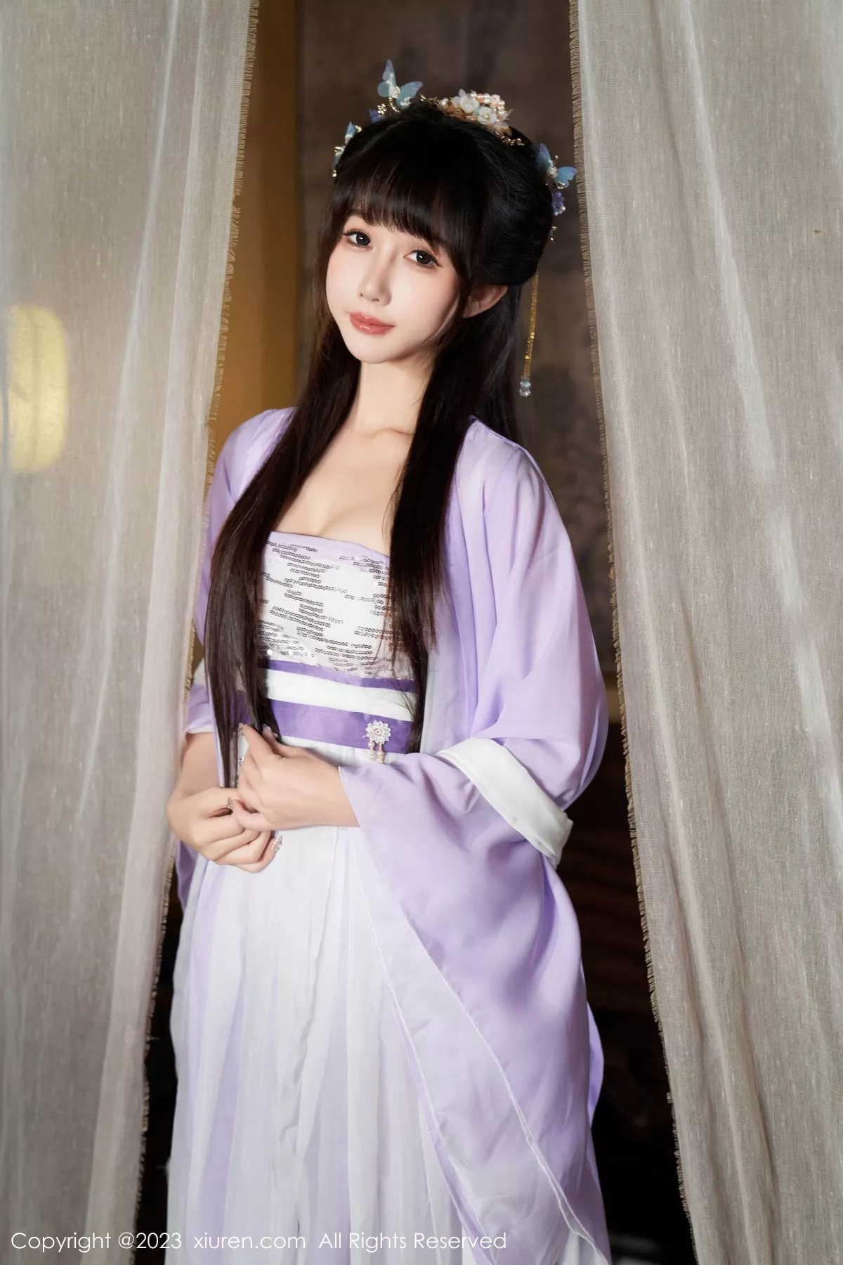 秀人集.com_[XiuRen秀人网]No.7442_模特波巧酱性感紫色薄纱情趣服配超薄肉丝秀完美身材诱惑写真85P