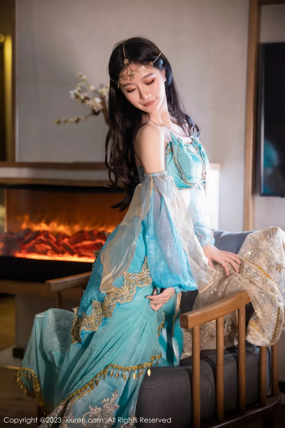 秀人集.com_[XiuRen秀人网]No.7469_模特幼幼性感蓝色西域舞娘短裙露黑色内裤秀白嫩美腿诱惑写真82P