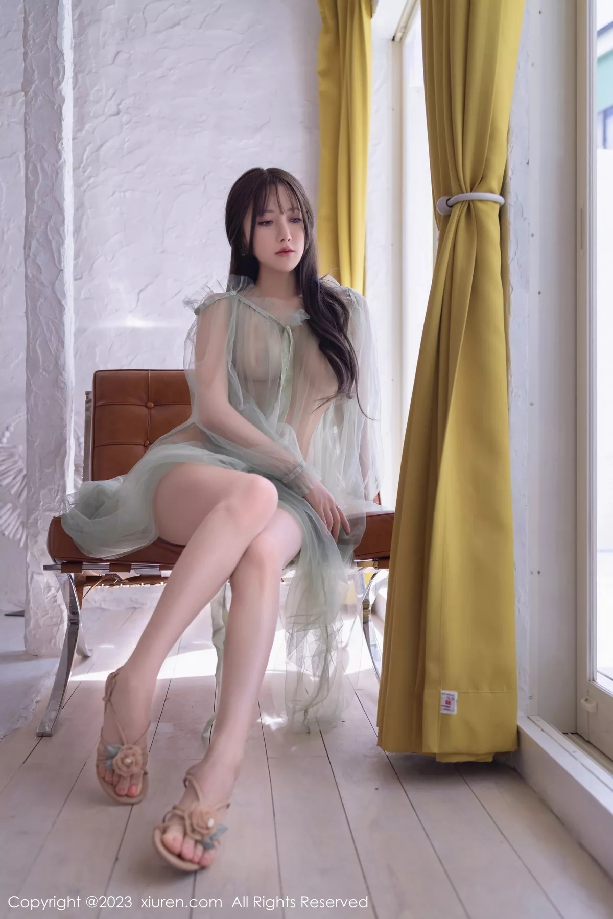 秀人集.com_[XiuRen秀人网]No.7614_模特鱼子酱Fish性感淡绿色薄纱裙透视秀惹火身材撩人诱惑写真80P