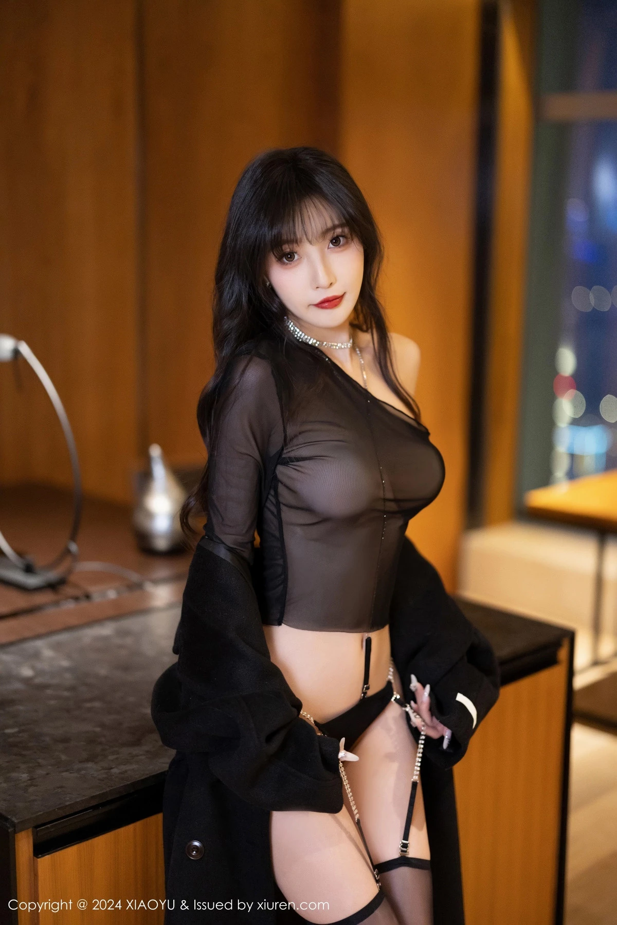 秀人集.com_[XiaoYu画语界]Vol.1215_模特林星阑性感黑色轻透内衣配黑丝吊袜秀曼妙身姿迷人诱惑写真93P