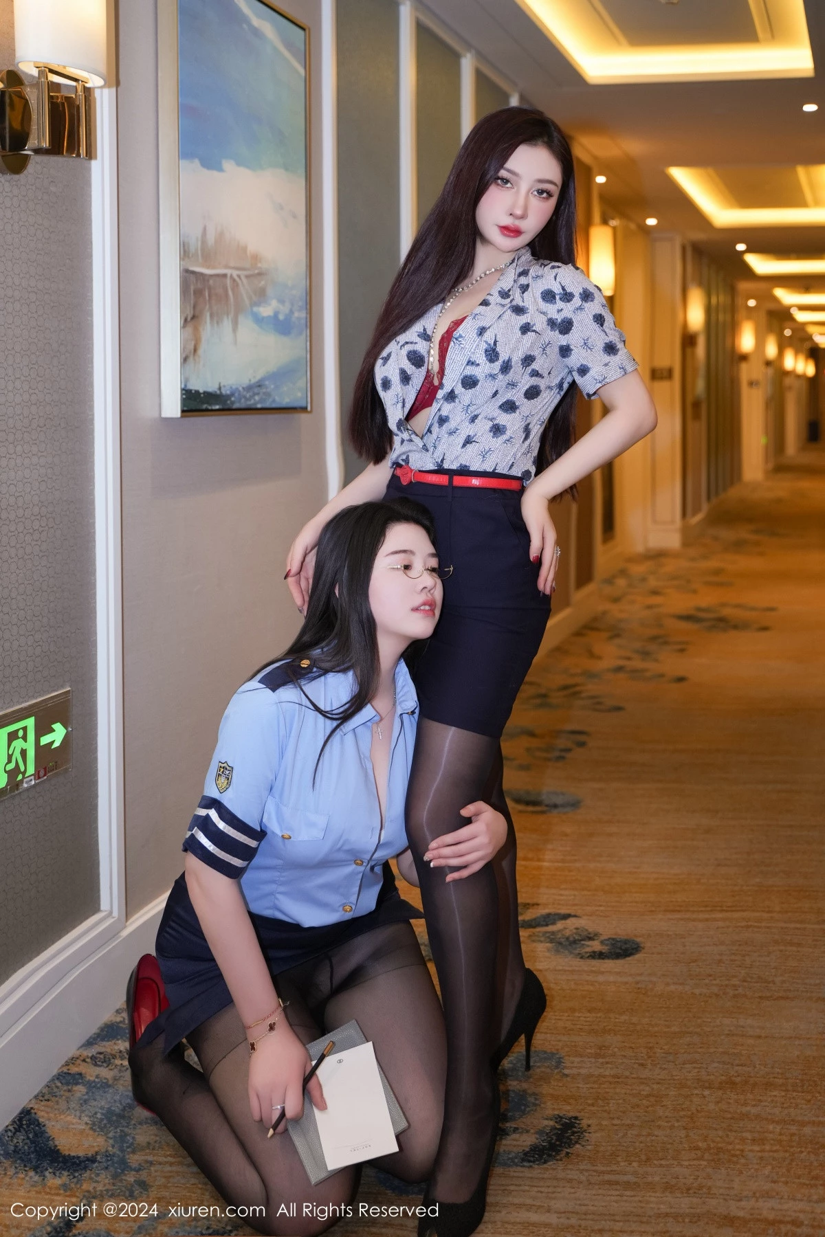 秀人集.com_[XiuRen秀人网]No.8215_模特合集樱桃小犊子性感姐妹花空姐制服配开档黑丝狂野诱惑写真66P