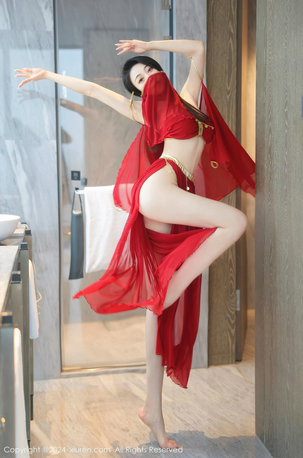 秀人集.com_[XiuRen秀人网]No.8420_模特清妙异域舞娘装扮性感红色舞裙秀曼妙身姿修长美腿迷人写真93P