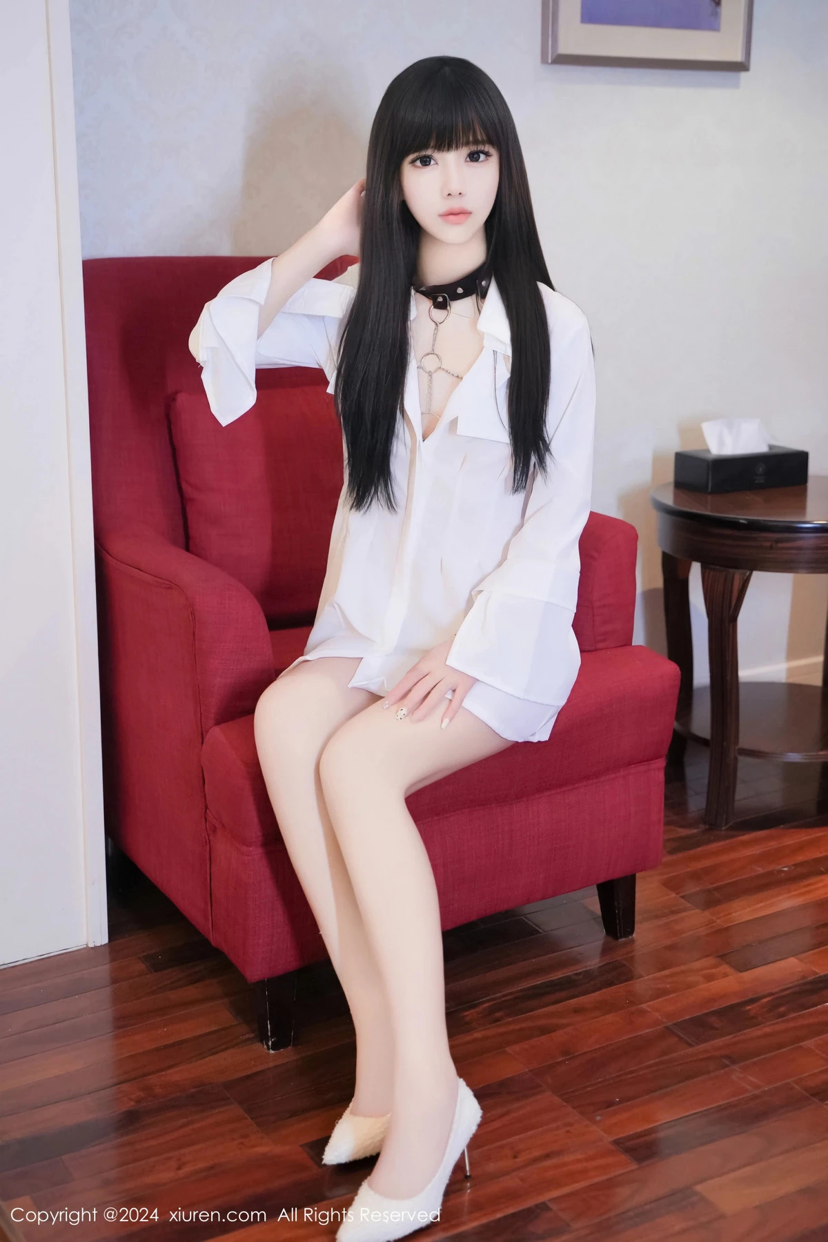 秀人集.com_[XiuRen秀人网]No.8573_模特沐言yanyan性感白色T恤露黑色情趣服饰秀柔美身姿诱惑写真78P