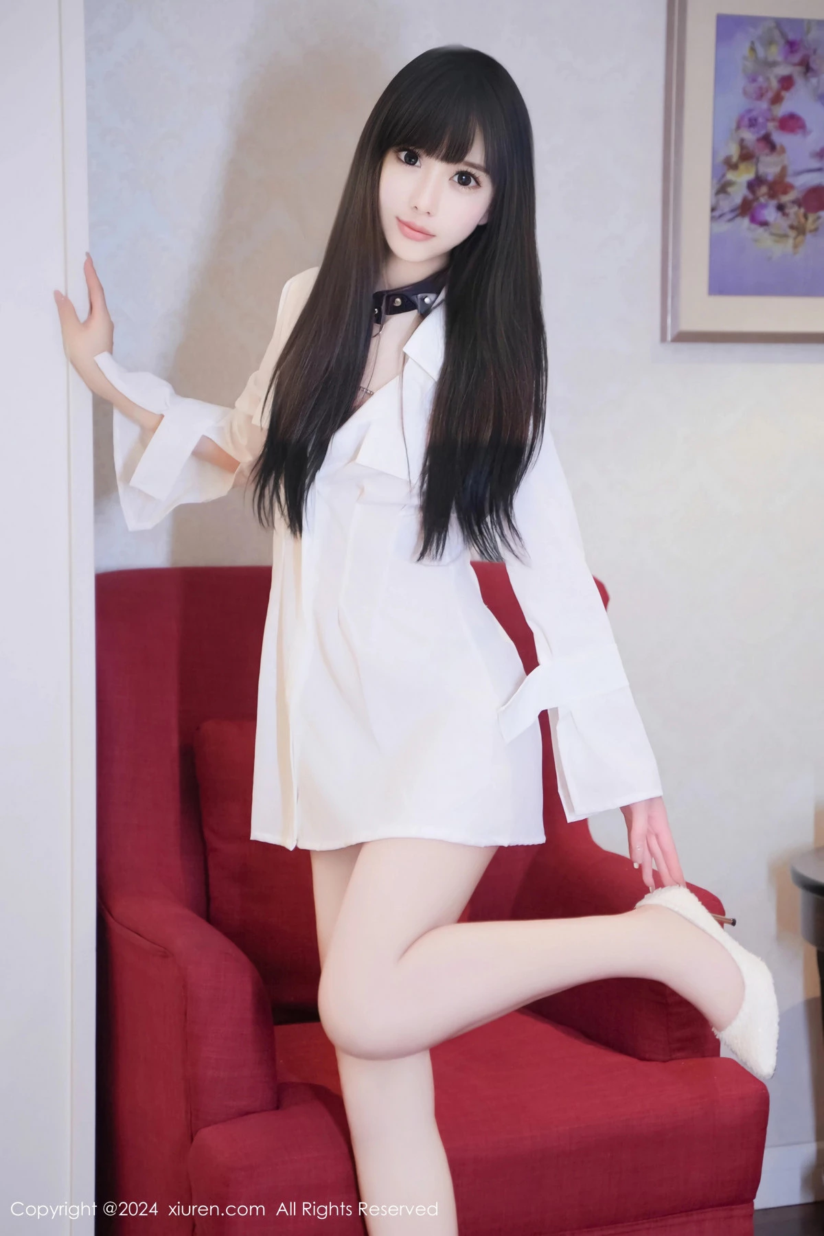 秀人集.com_[XiuRen秀人网]No.8573_模特沐言yanyan性感白色T恤露黑色情趣服饰秀柔美身姿诱惑写真78P